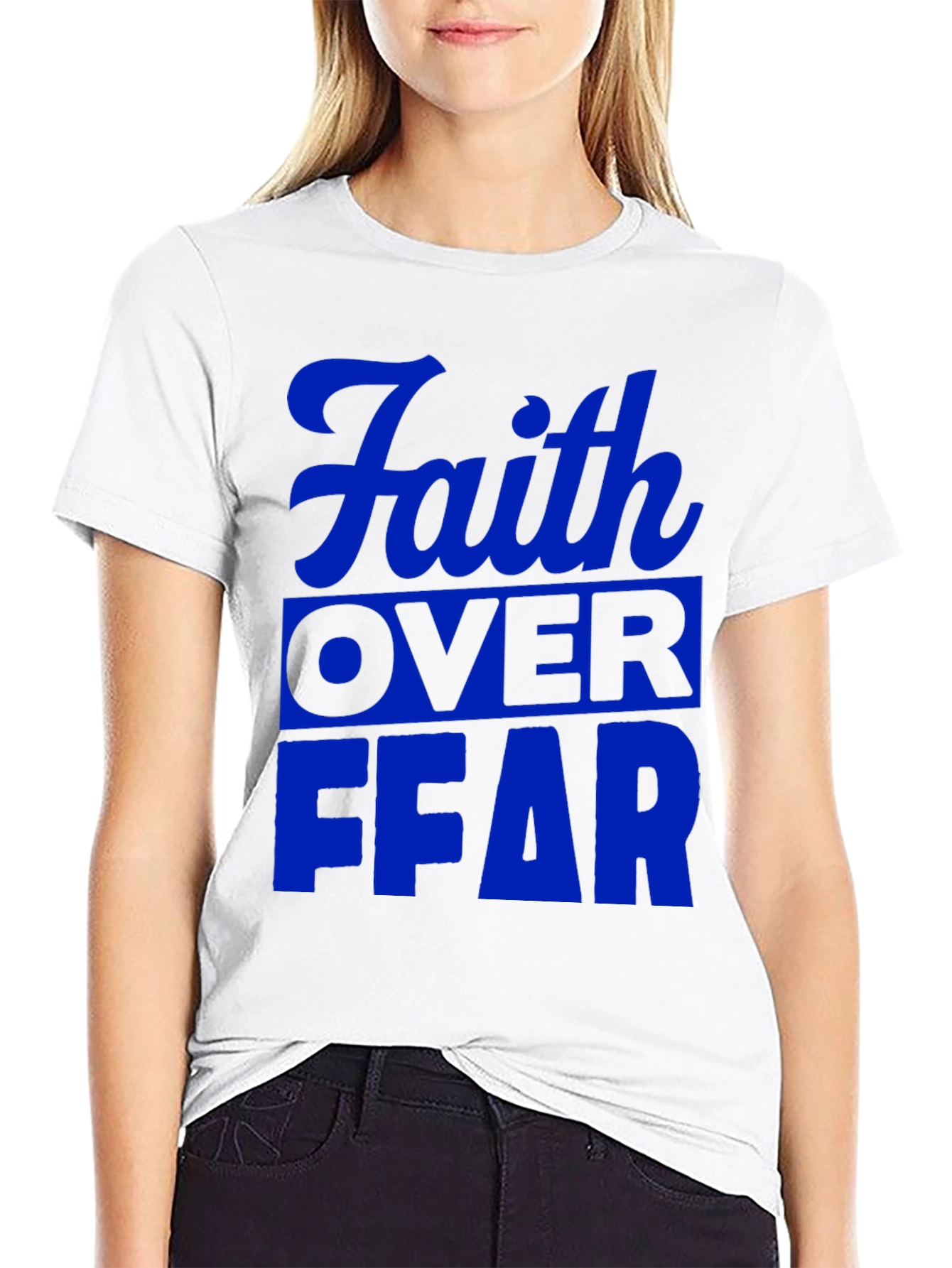 Black Faith Over Fear Graphic T-Shirt - Blue Print view 9