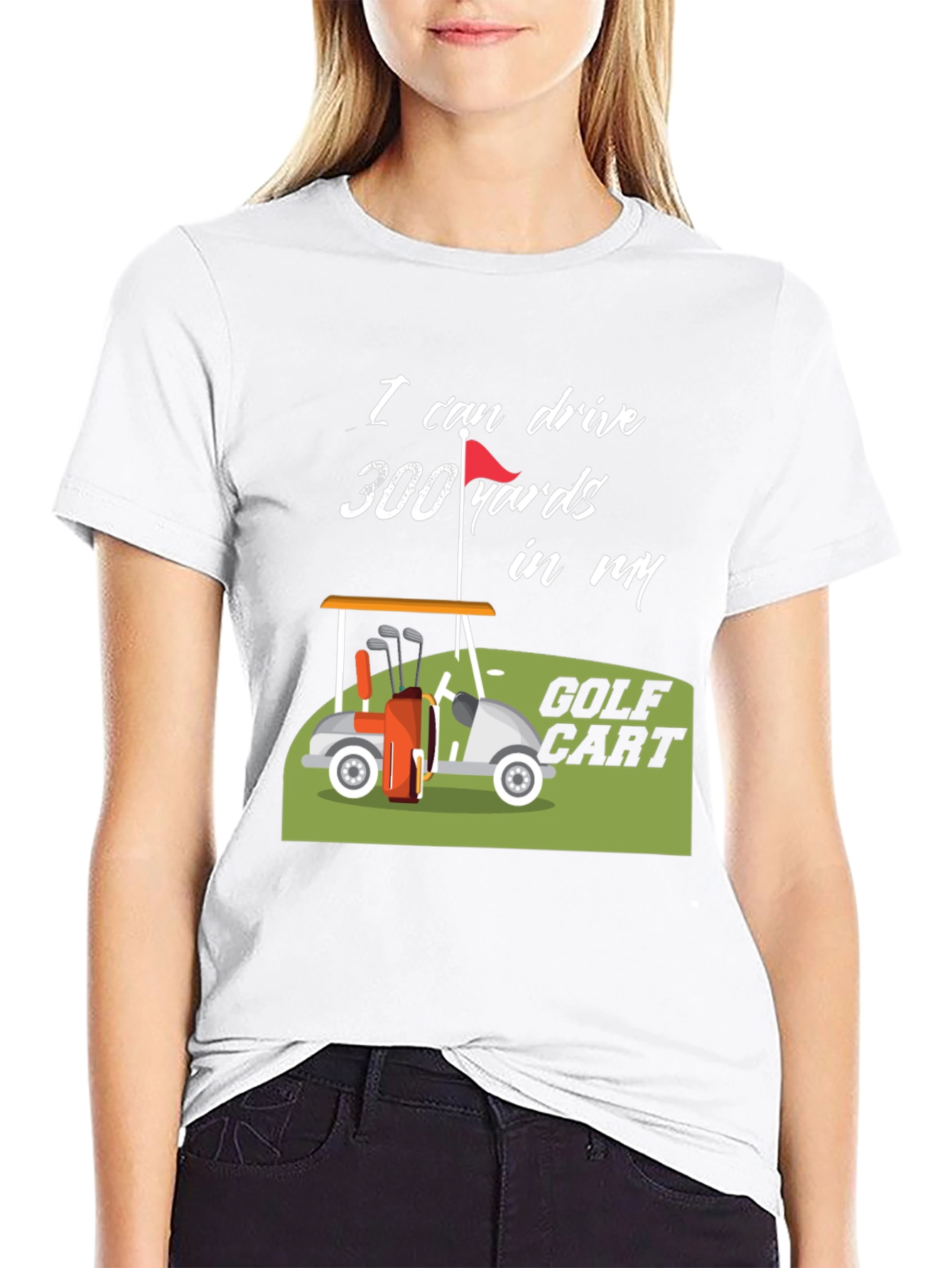 Black Golf Cart 300 Yards Funny T-Shirt view 9