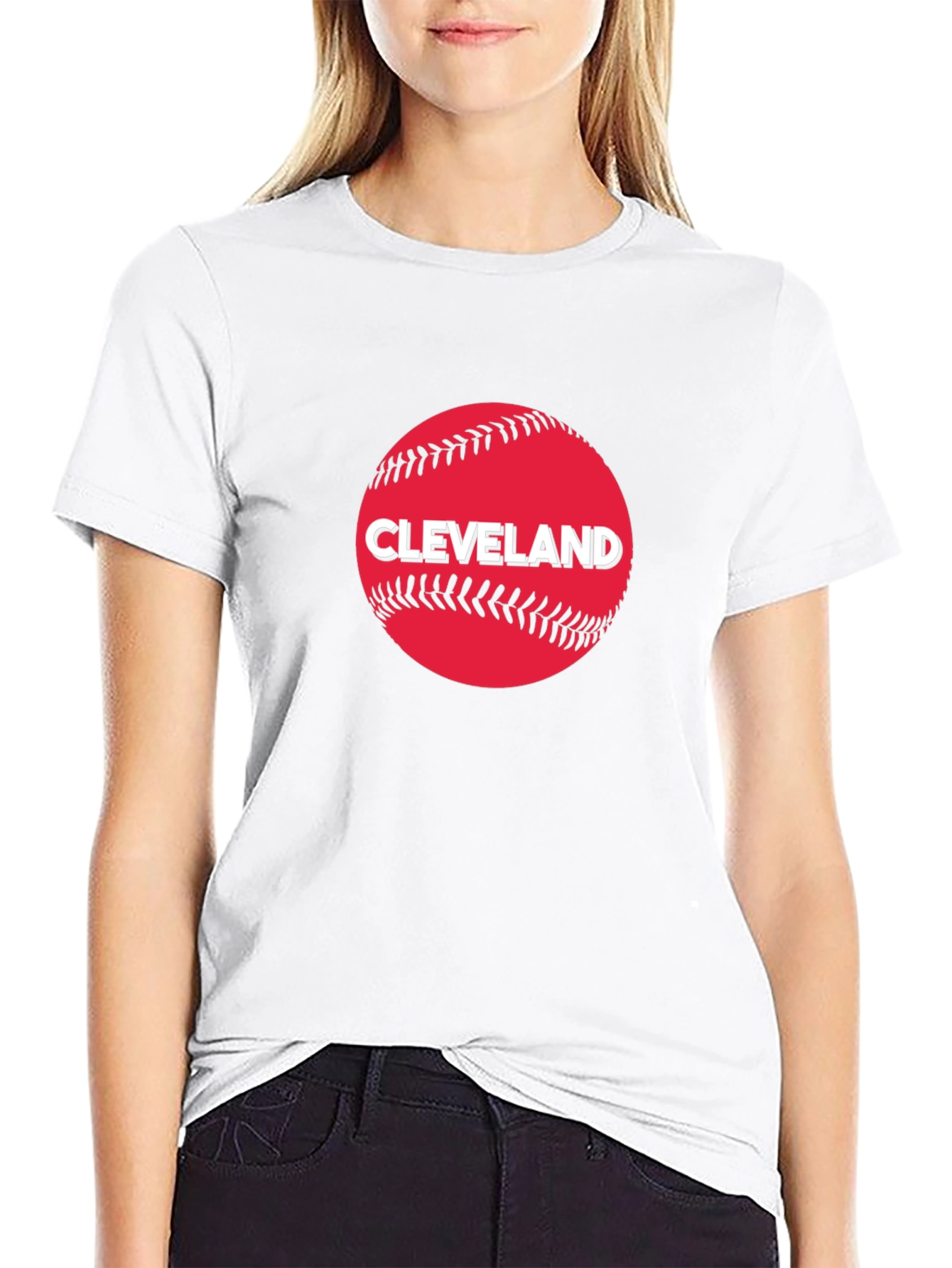 Black Cleveland Baseball Fan T-Shirt - Classic Design view 9