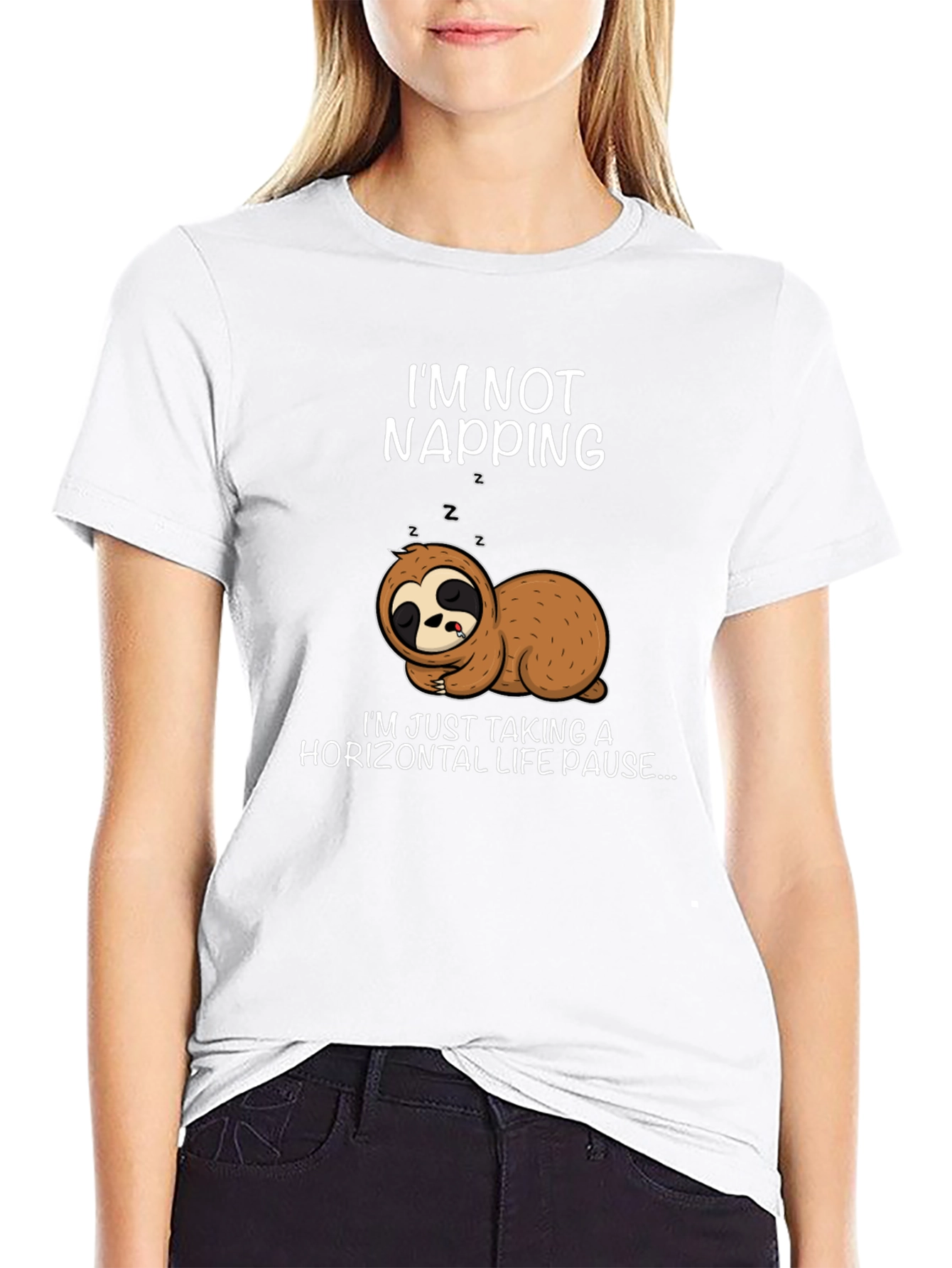 Black Sloth Napping Graphic Tee - Horizontal Life Pause view 9
