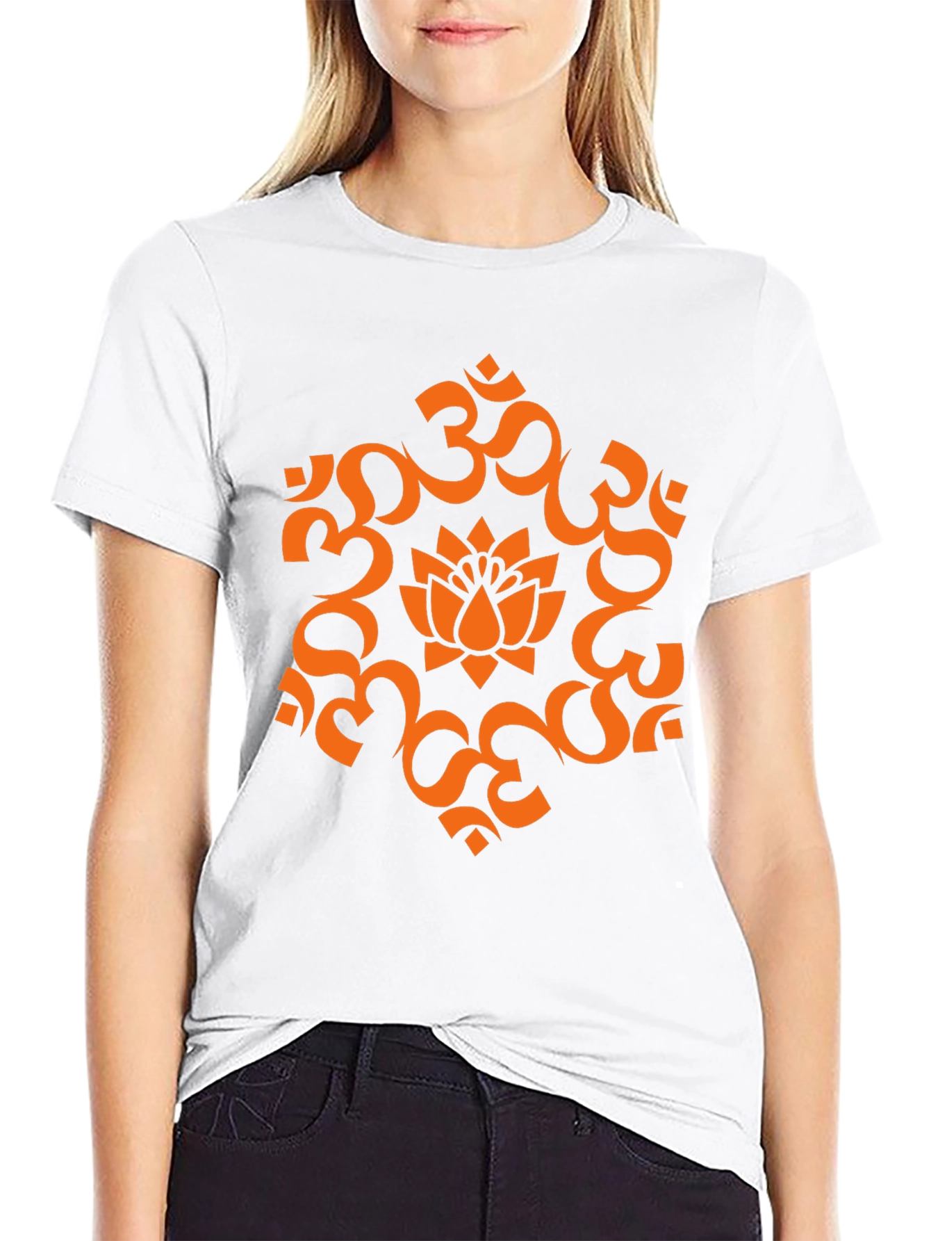 Black Om Lotus Graphic Tee - Spiritual Black T-Shirt view 9