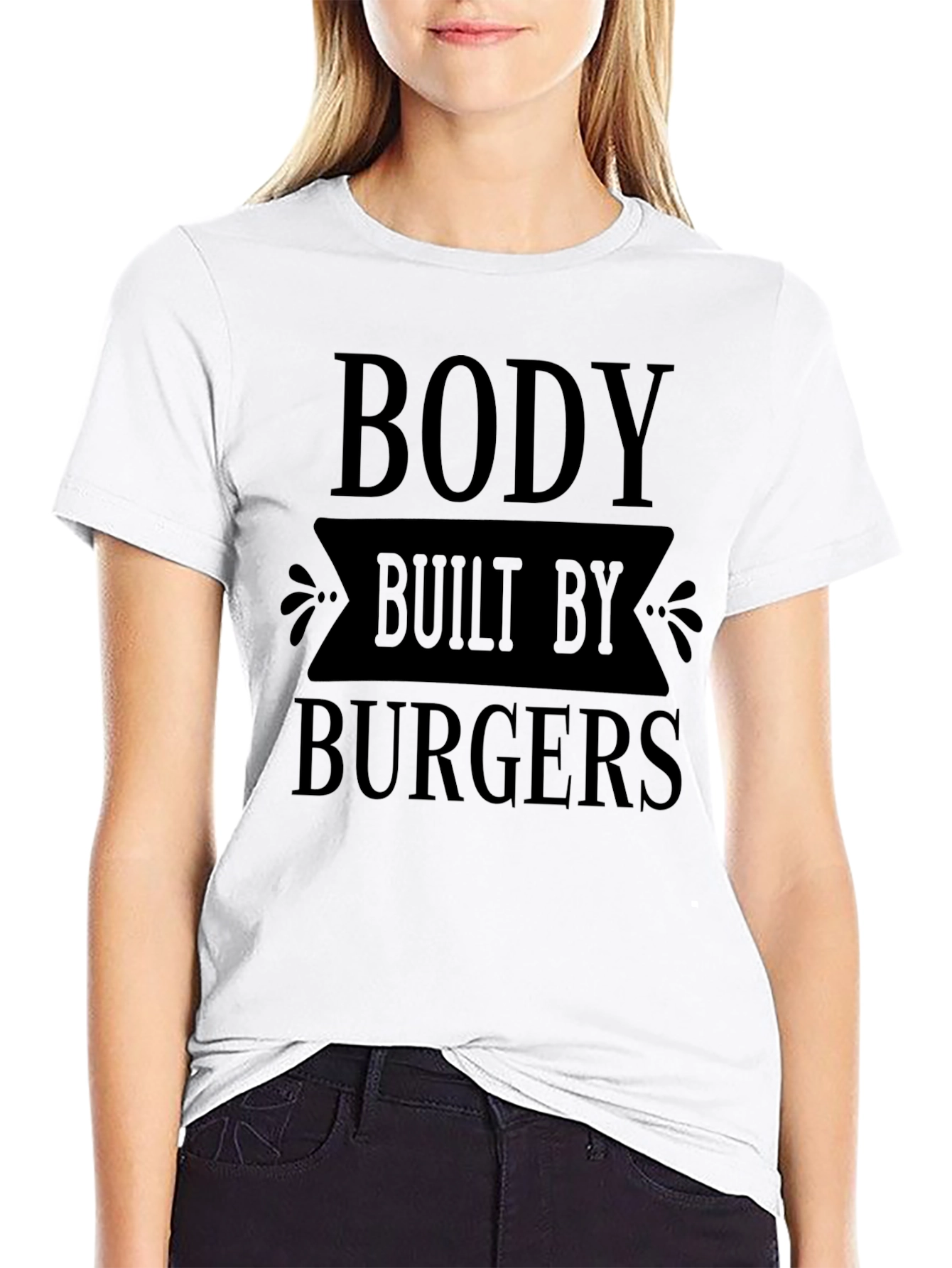 Black Body Built By Burgers Funny Graphic T-Shirt view 9