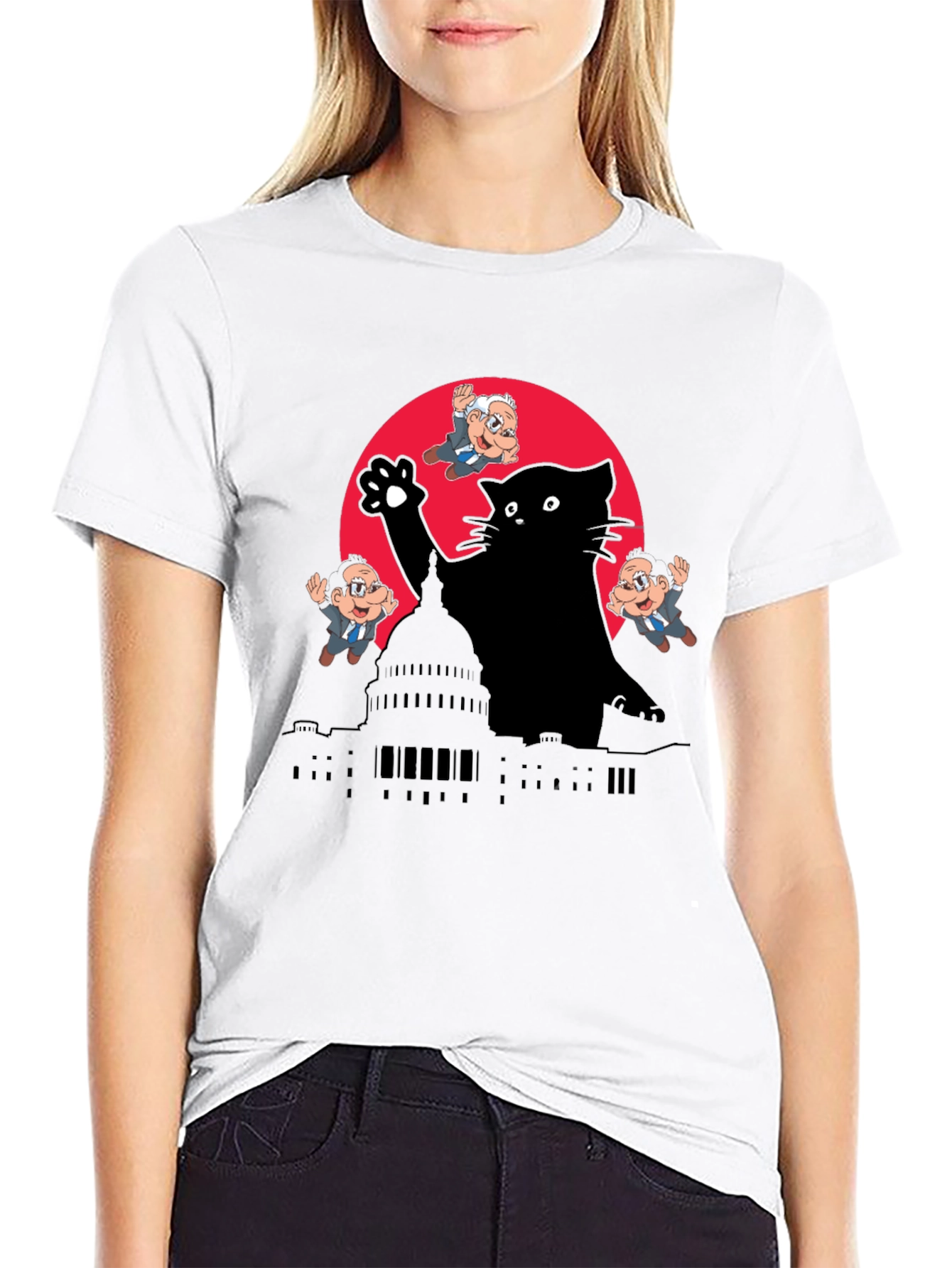 Black Kaiju Cat T-Shirt: Political Satire Tee view 9