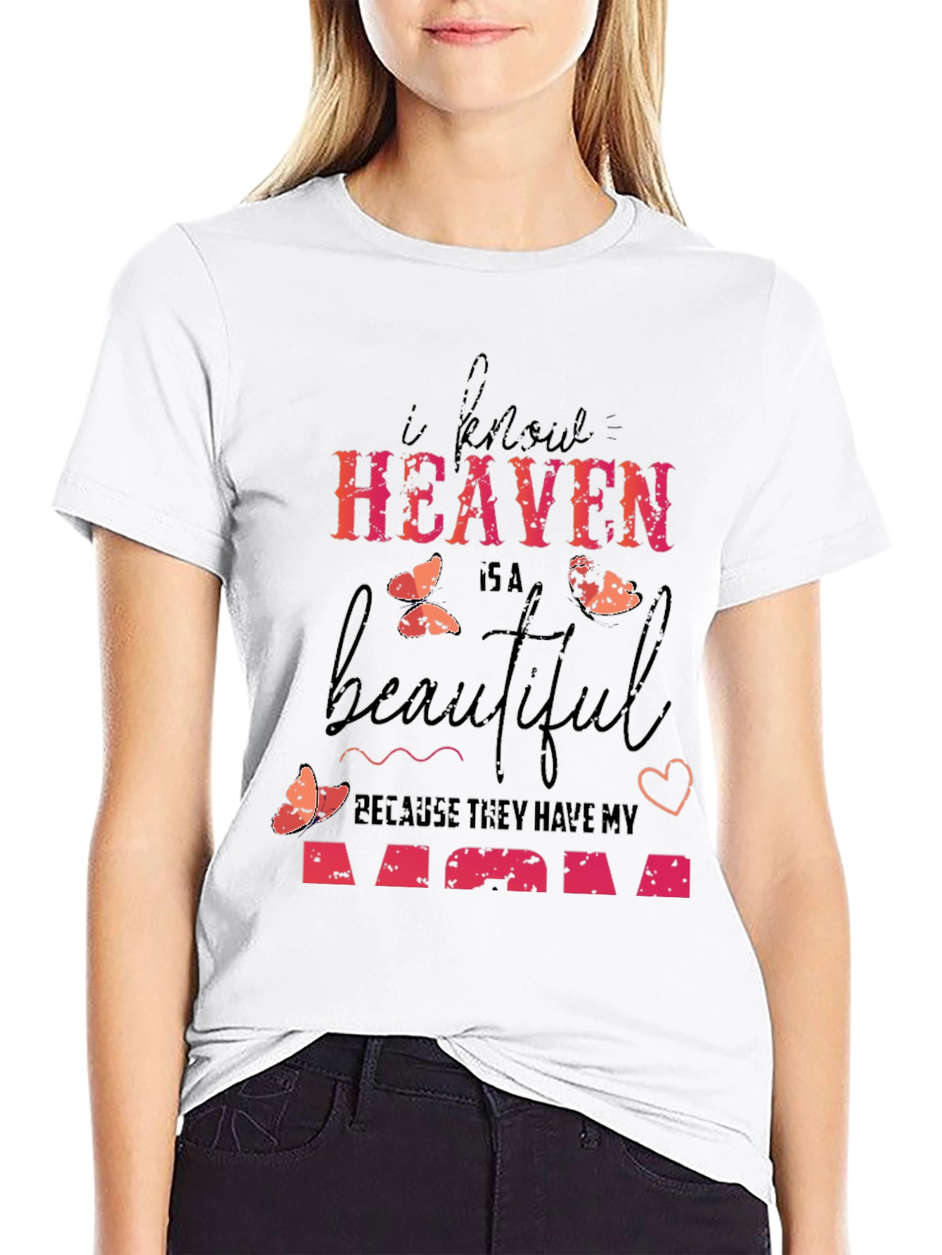 Black Heaven Has My Mom Graphic Tee view 9