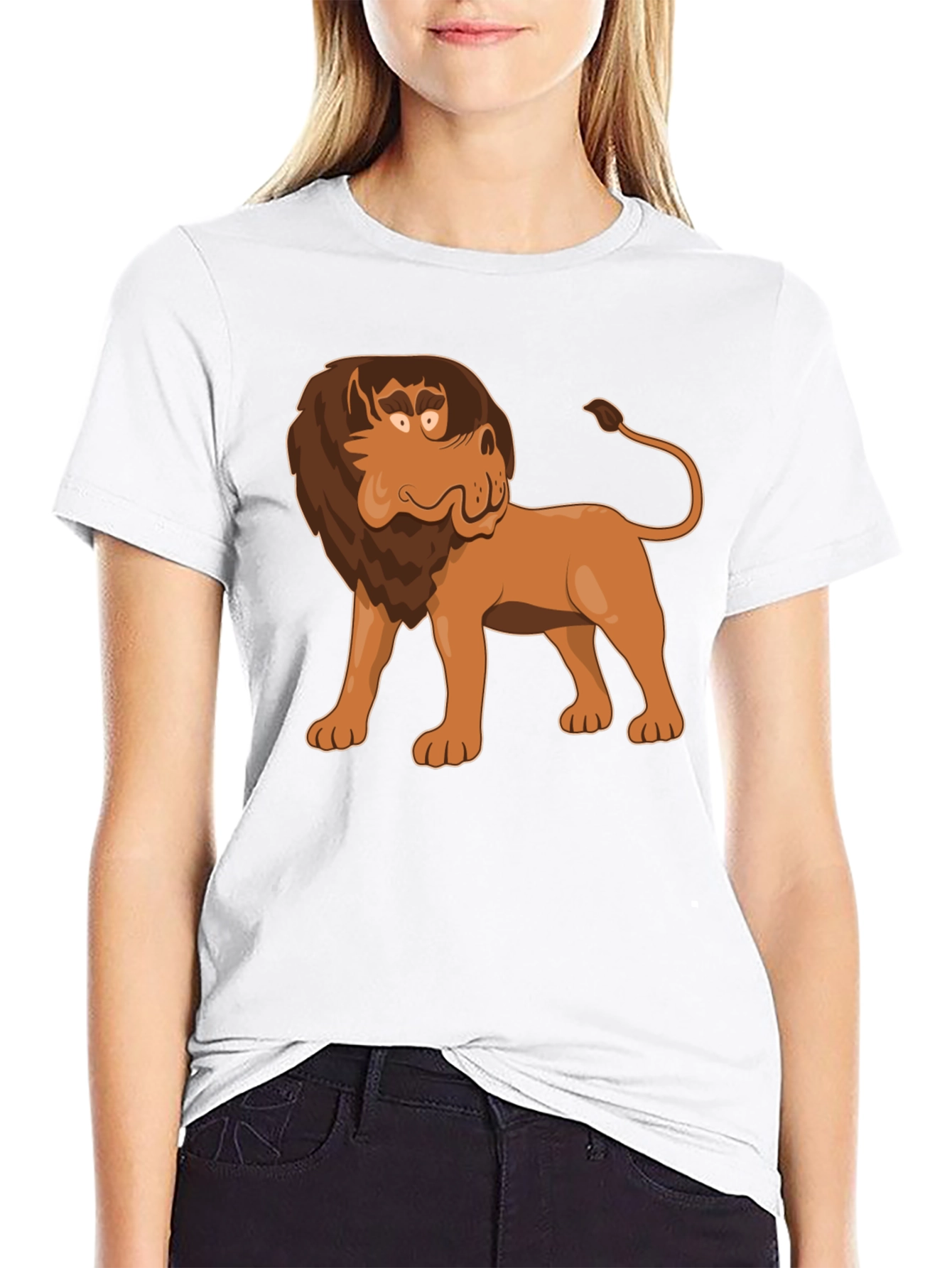 Black Cartoon Lion Graphic Tee - Black view 9