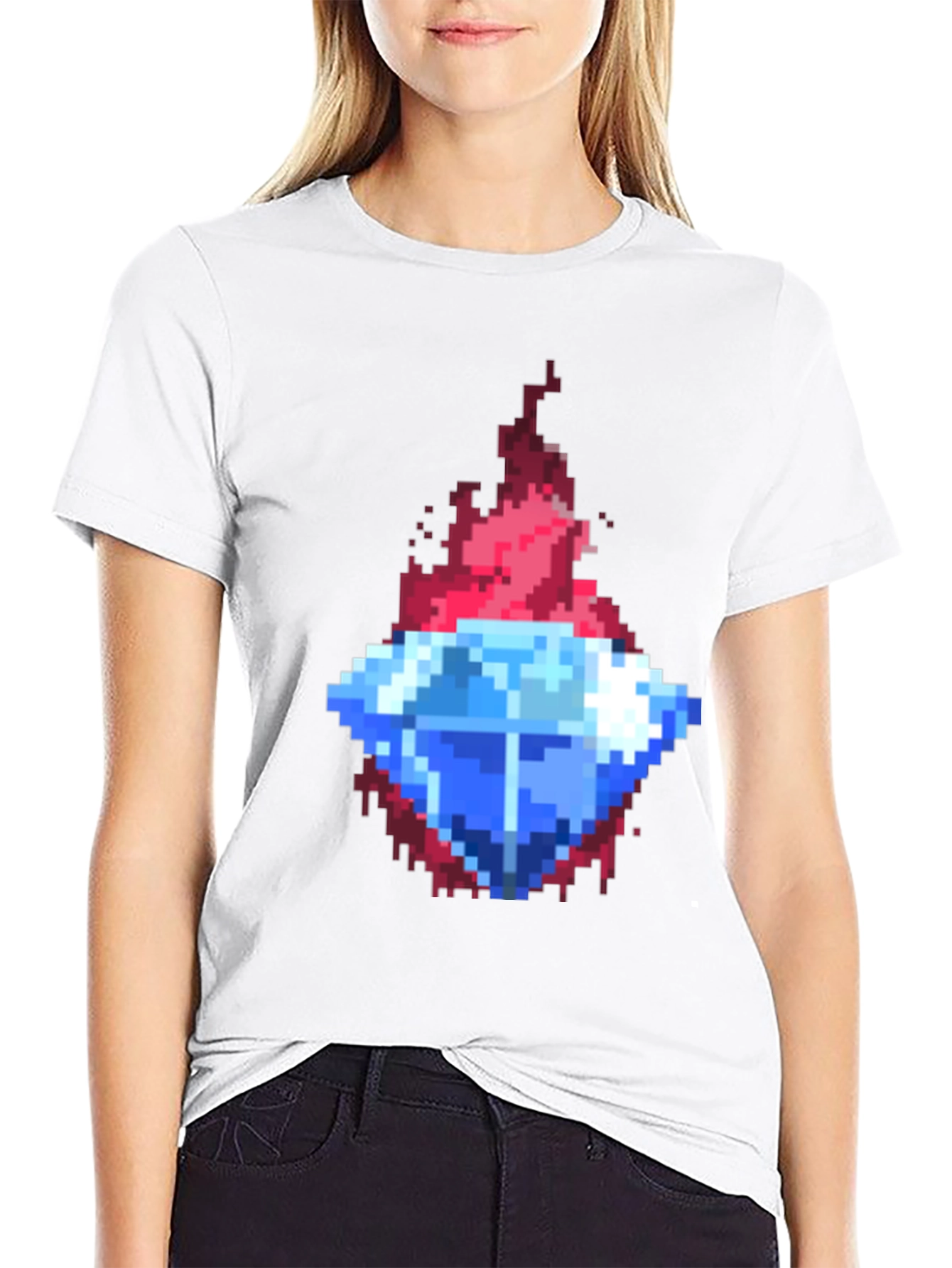 Black Pixel Art Diamond Tee - Retro Gaming Style view 9