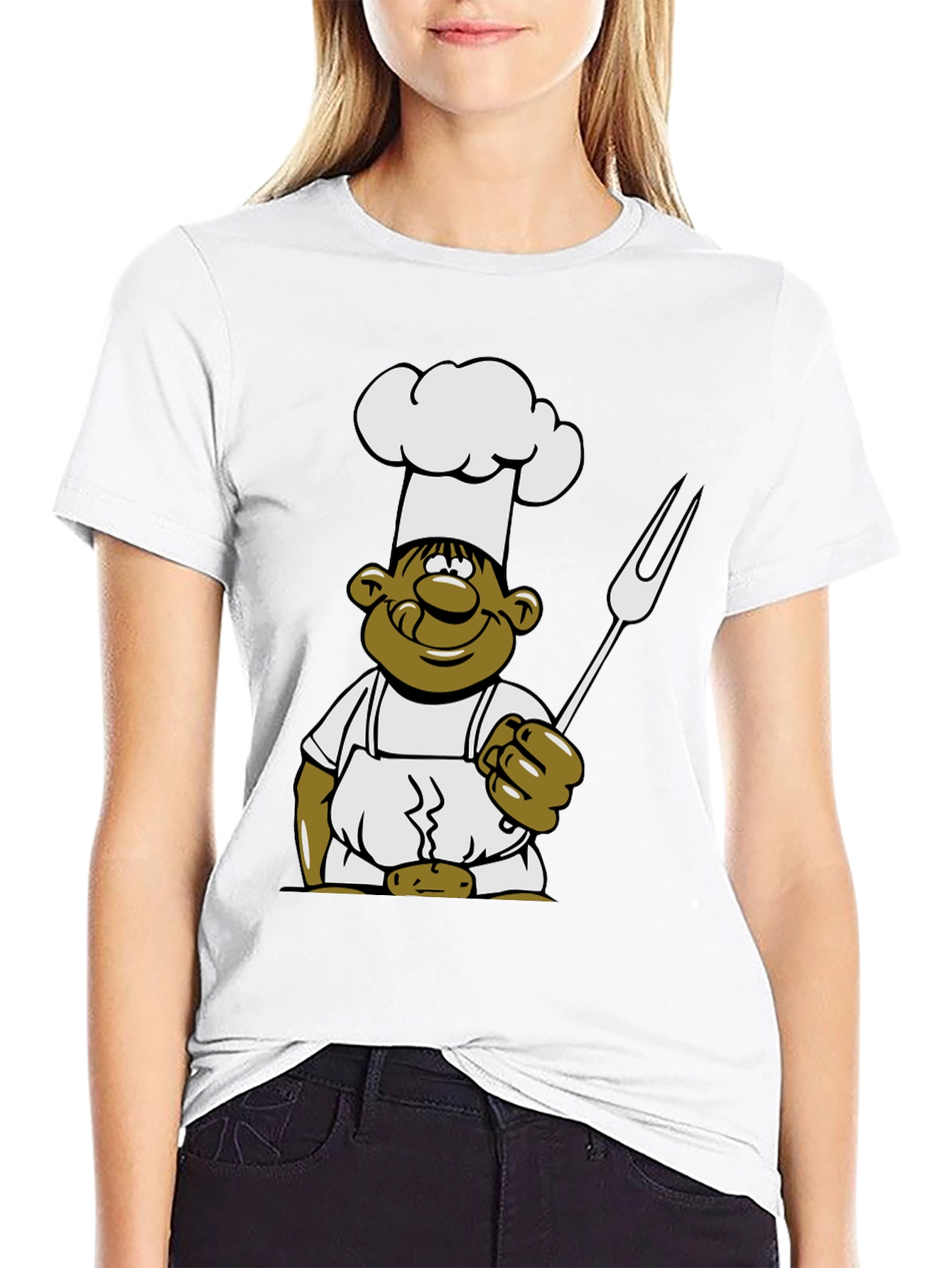 Black Chef Cartoon Graphic T-Shirt - Black view 9