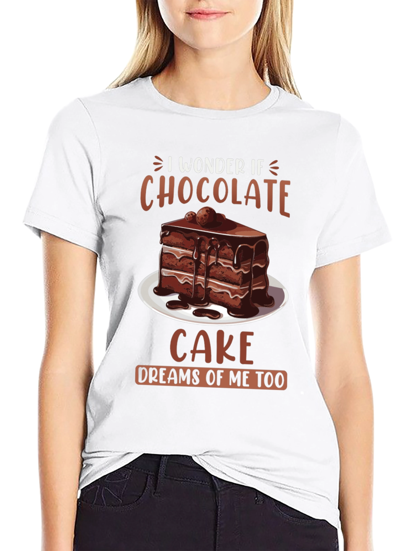 Black Chocolate Cake Dreams T-Shirt - Foodie Humor Tee view 9