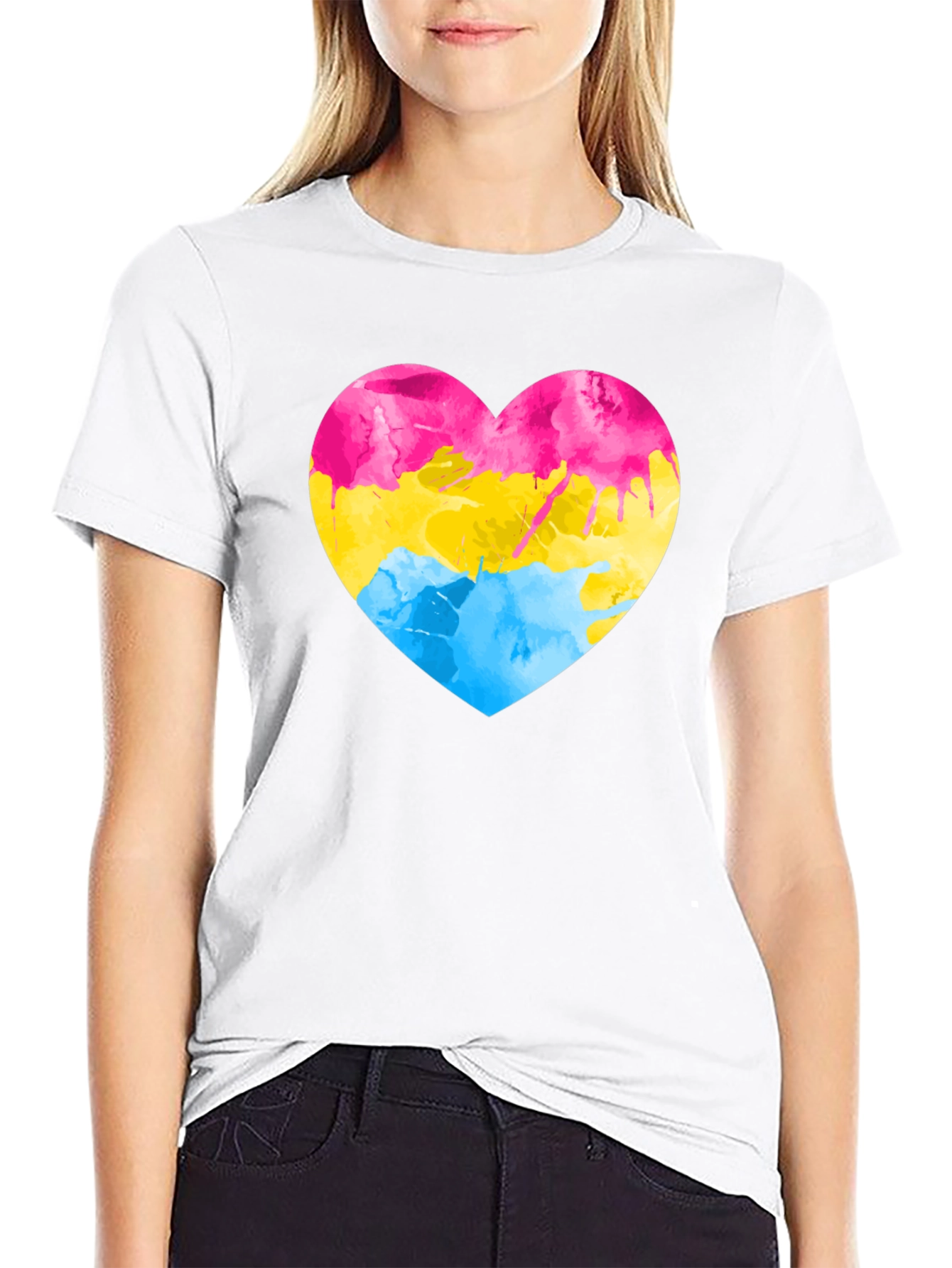 Black Pansexual Pride Heart T-Shirt - Black view 9