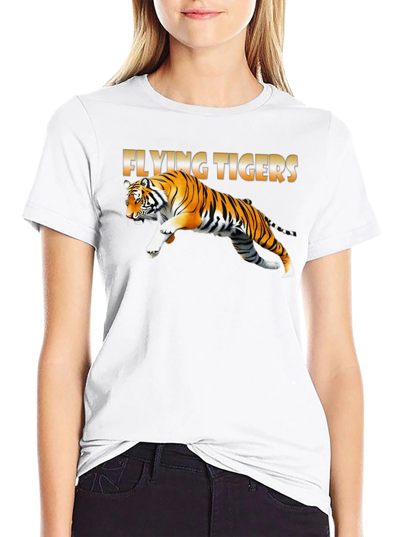 Black Flying Tigers Graphic T-Shirt view 9