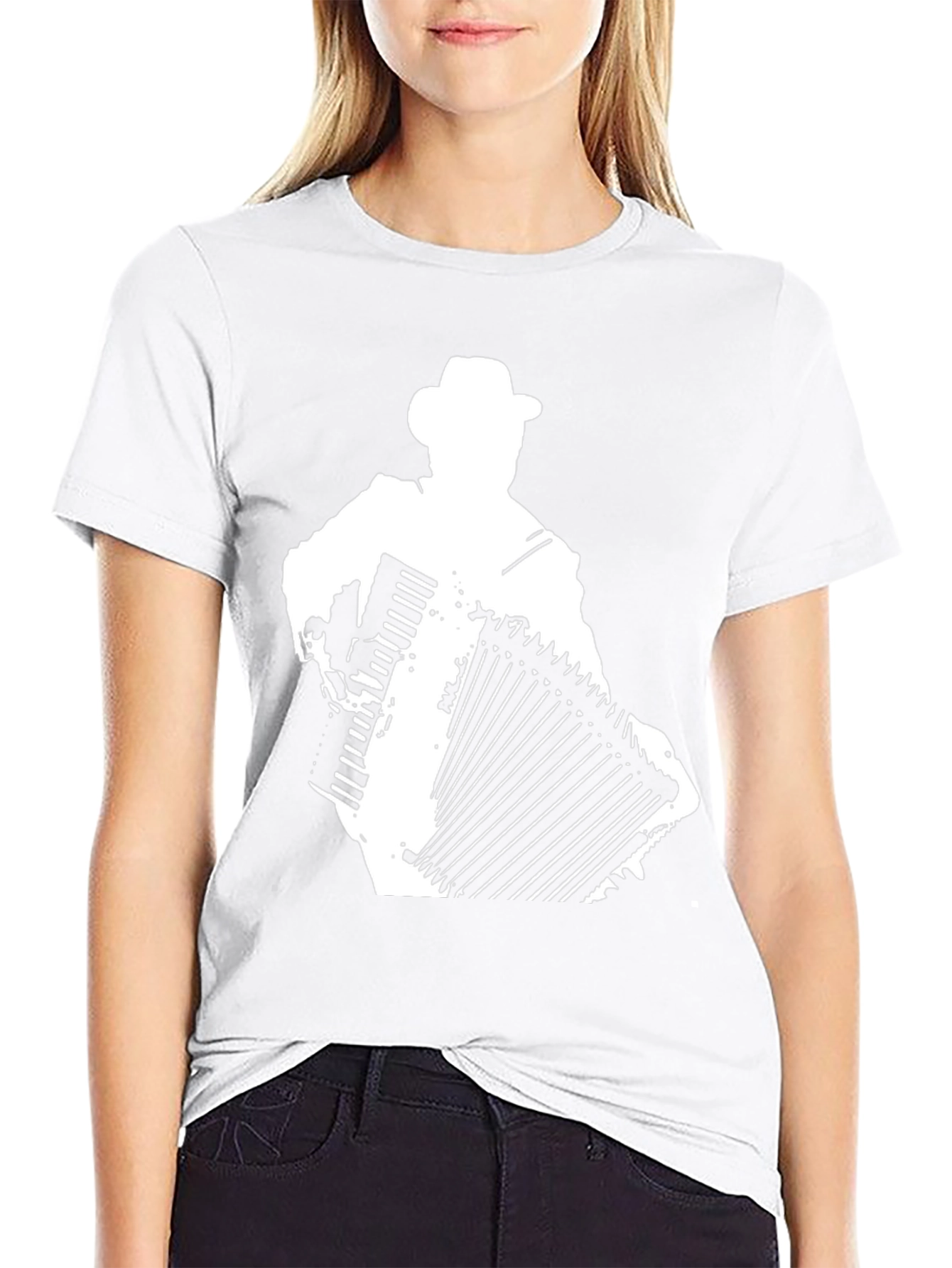 Black Accordion Player Graphic Tee - Cool Musician Shirt view 9