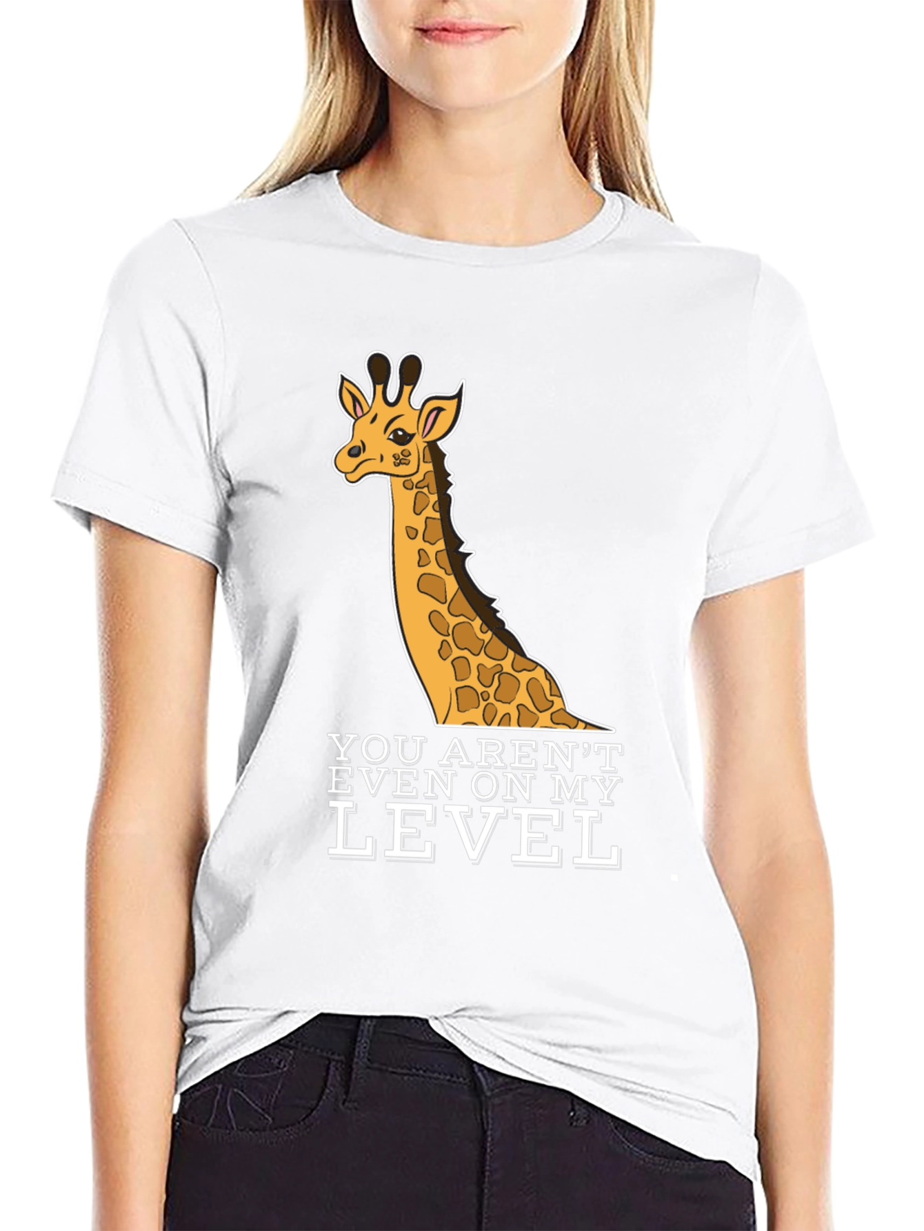 Black Giraffe T-Shirt - You Aren't Even On My Level - Black view 9