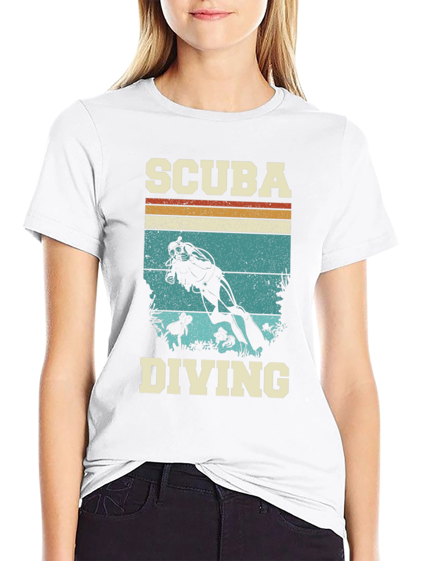 Black Scuba Diving Retro Graphic Tee - Black view 9