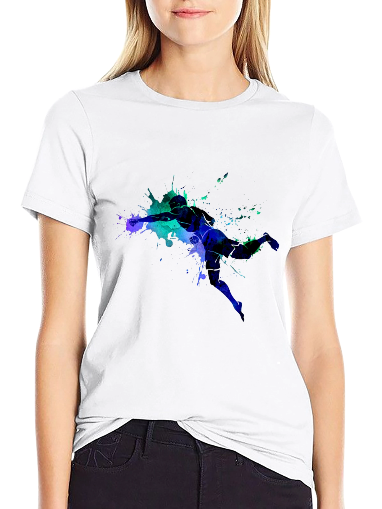 Black Abstract Athlete Graphic Tee view 9