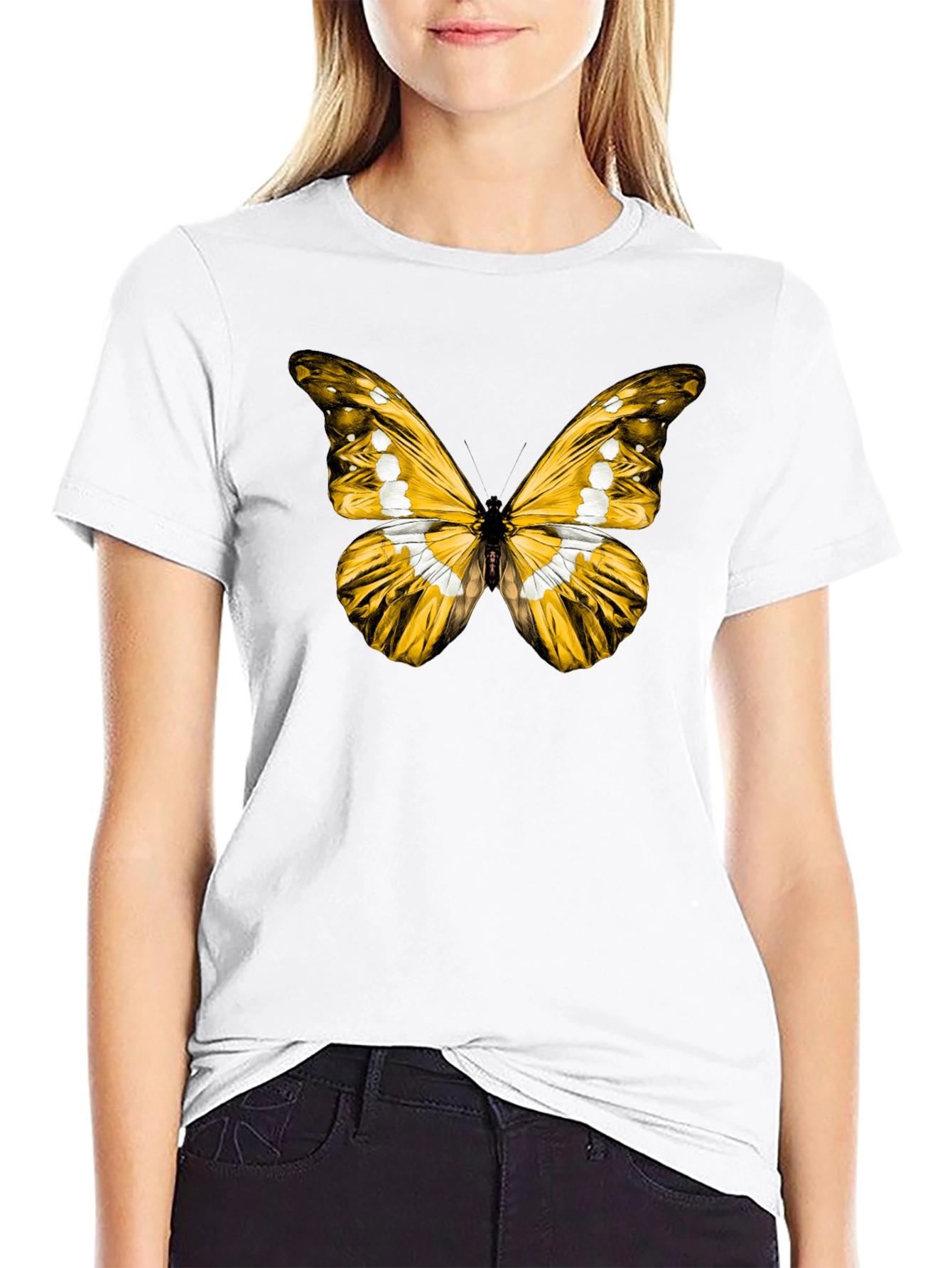 Black Butterfly Graphic Black T-Shirt view 9