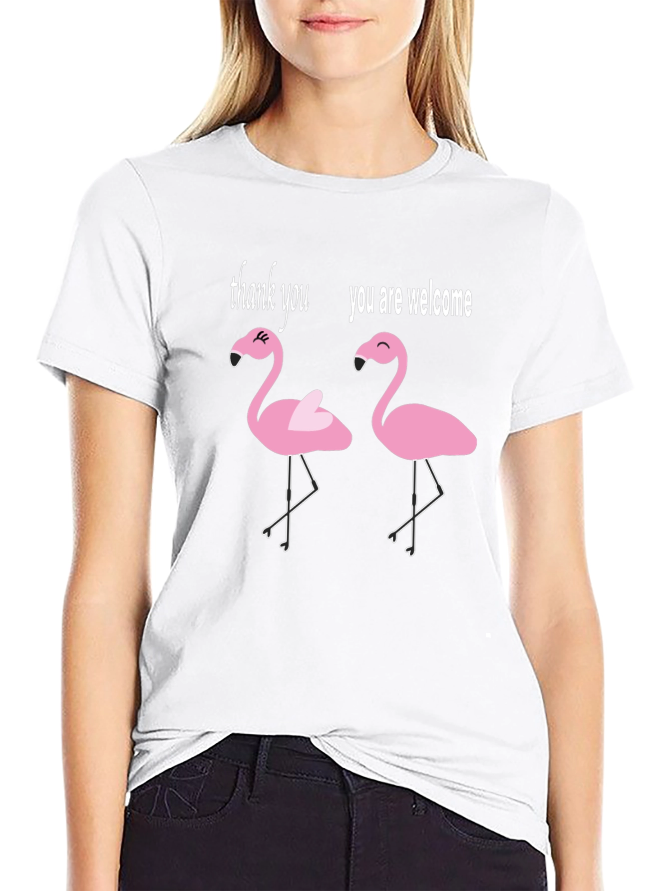 Black Funny Flamingo T-Shirt - Thank You You're Welcome Tee view 9
