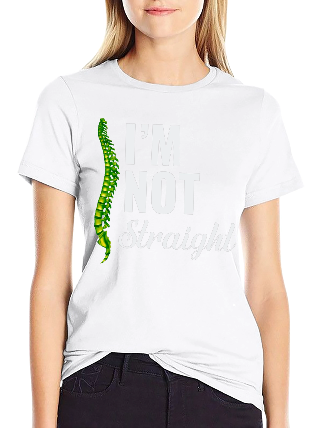 Black I'm Not Straight Spine T-Shirt - Funny Chiropractic Humor view 9