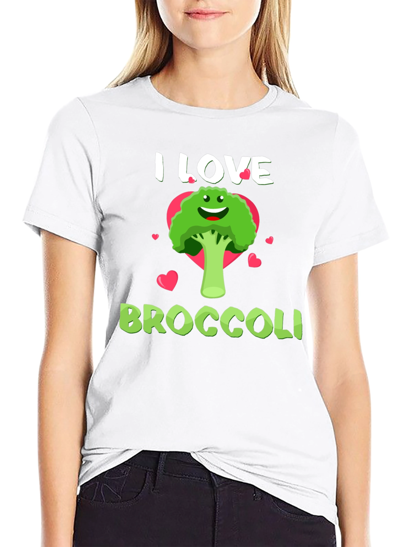 Black I Love Broccoli T-Shirt - Funny Vegan Tee view 9