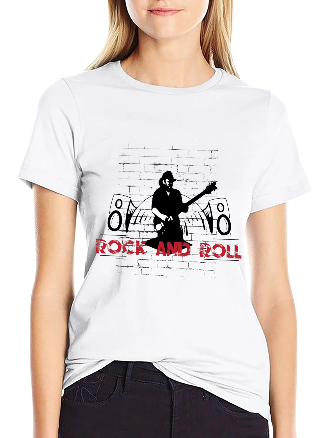 Black Rock and Roll Guitarist Graphic Tee view 9
