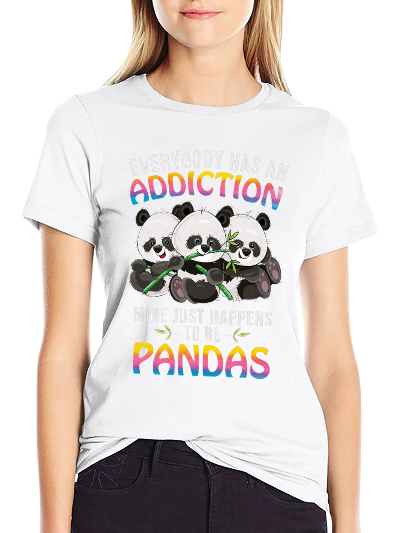 Black Panda Addiction Graphic T-Shirt - Unisex view 9