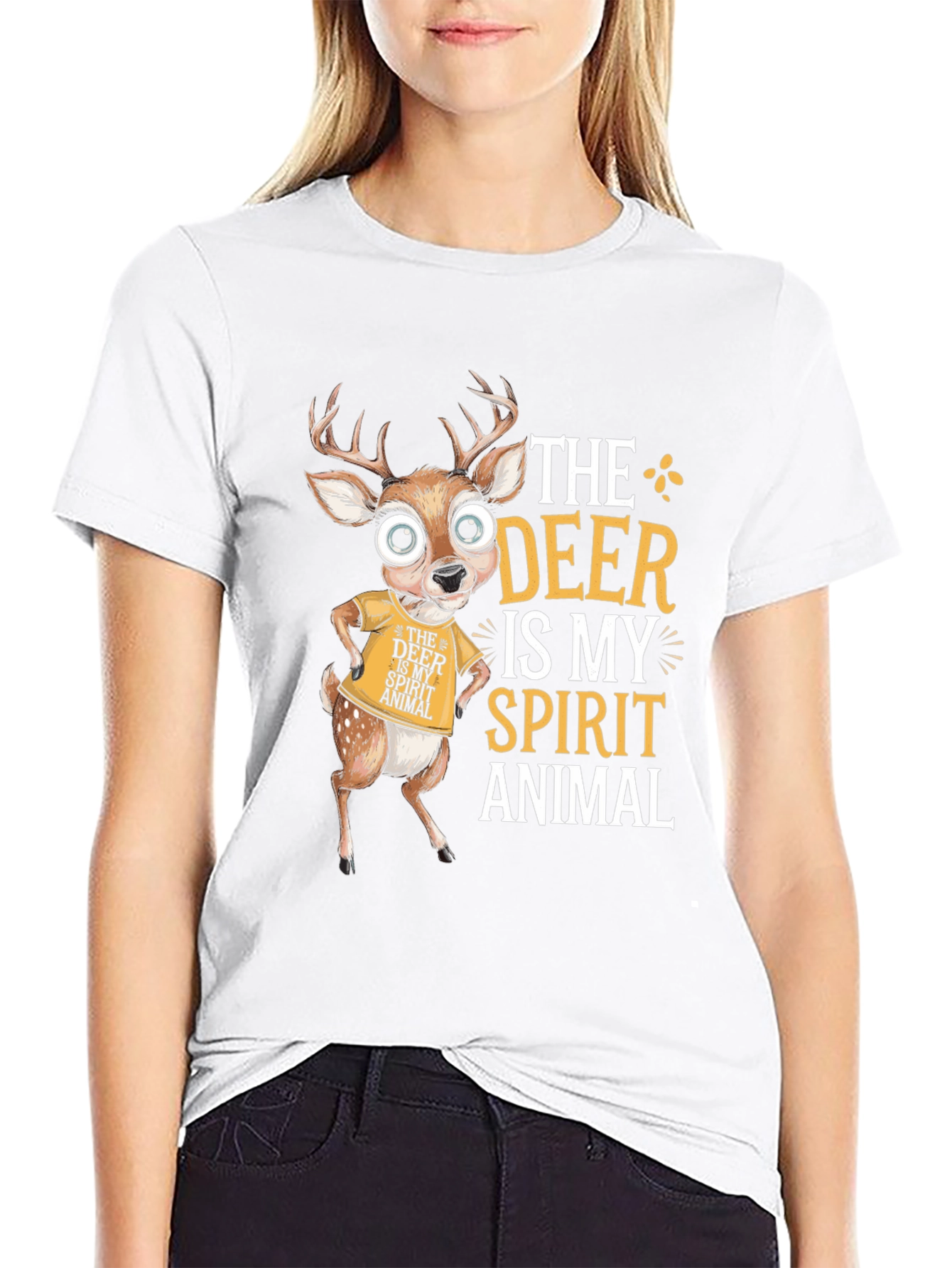 Black Deer Spirit Animal Graphic T-Shirt - Funny Deer Lover Tee view 9