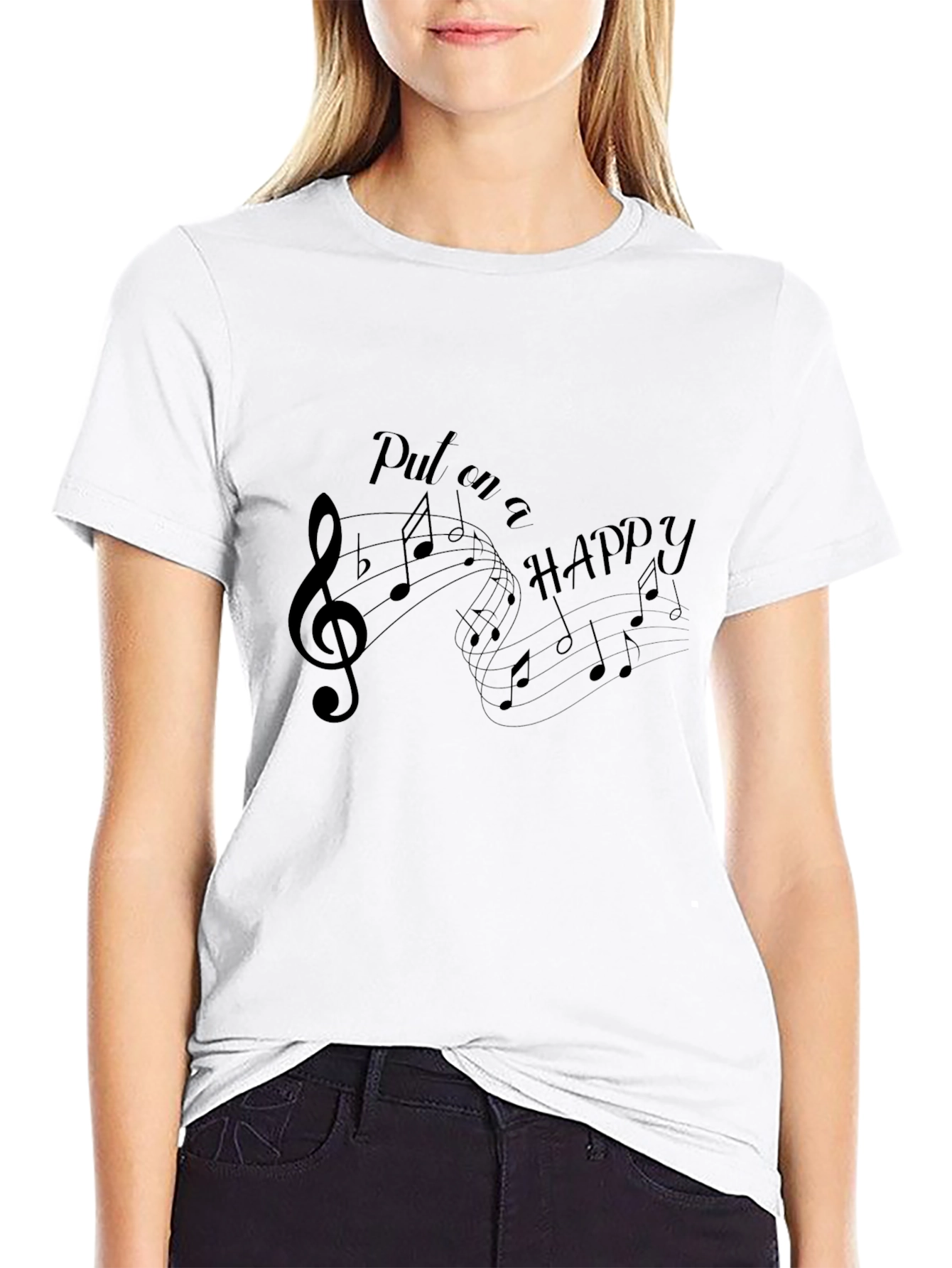 Black Musical Note Graphic T-Shirt - Black view 9