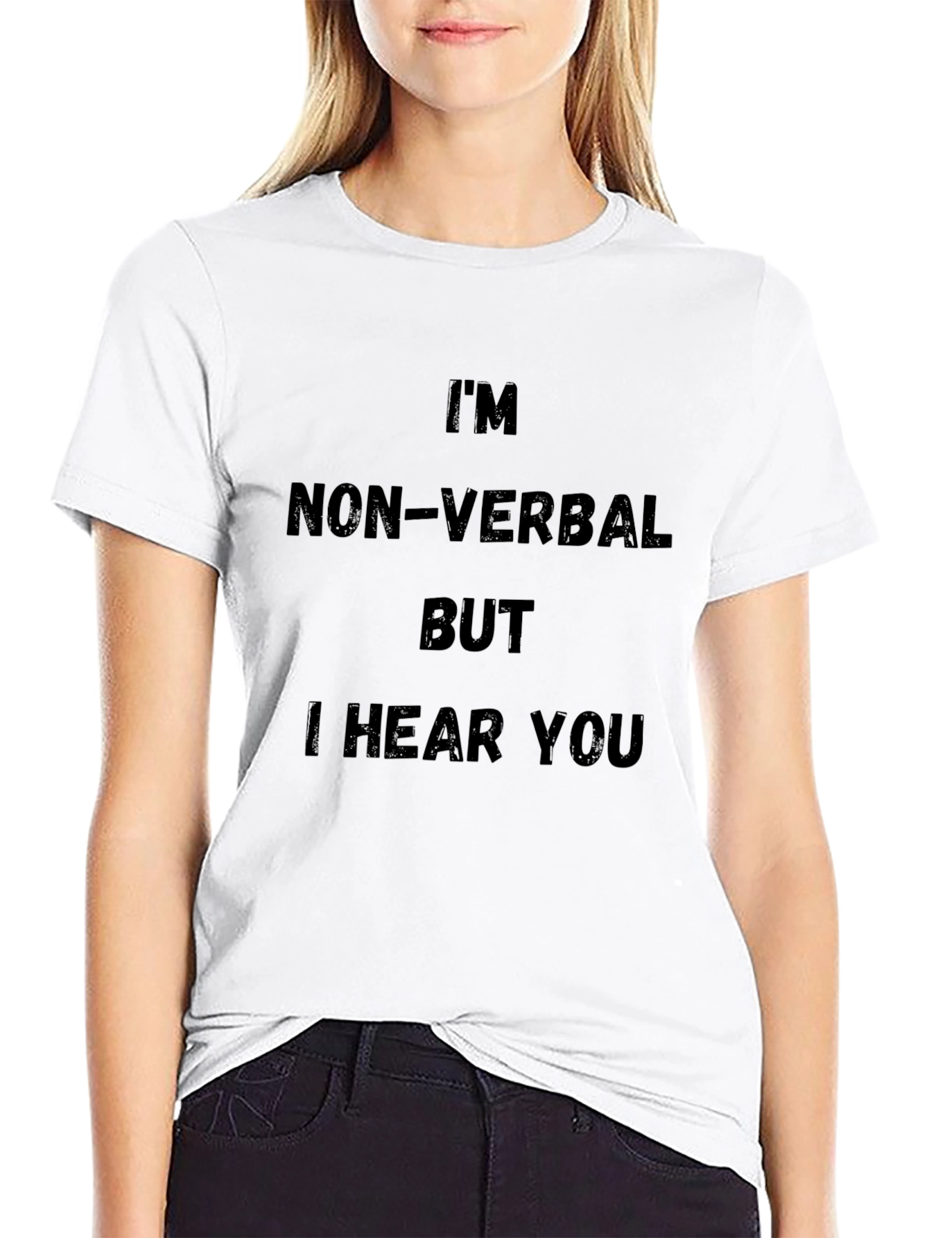 Black Non-Verbal I Hear You Graphic Tee - Soft Cotton Shirt view 9