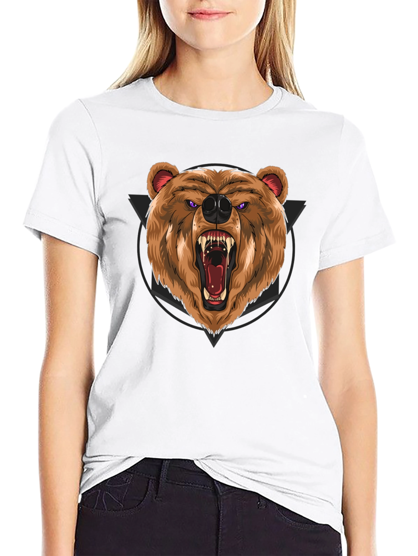 Black Roaring Bear Graphic Black T-Shirt view 9