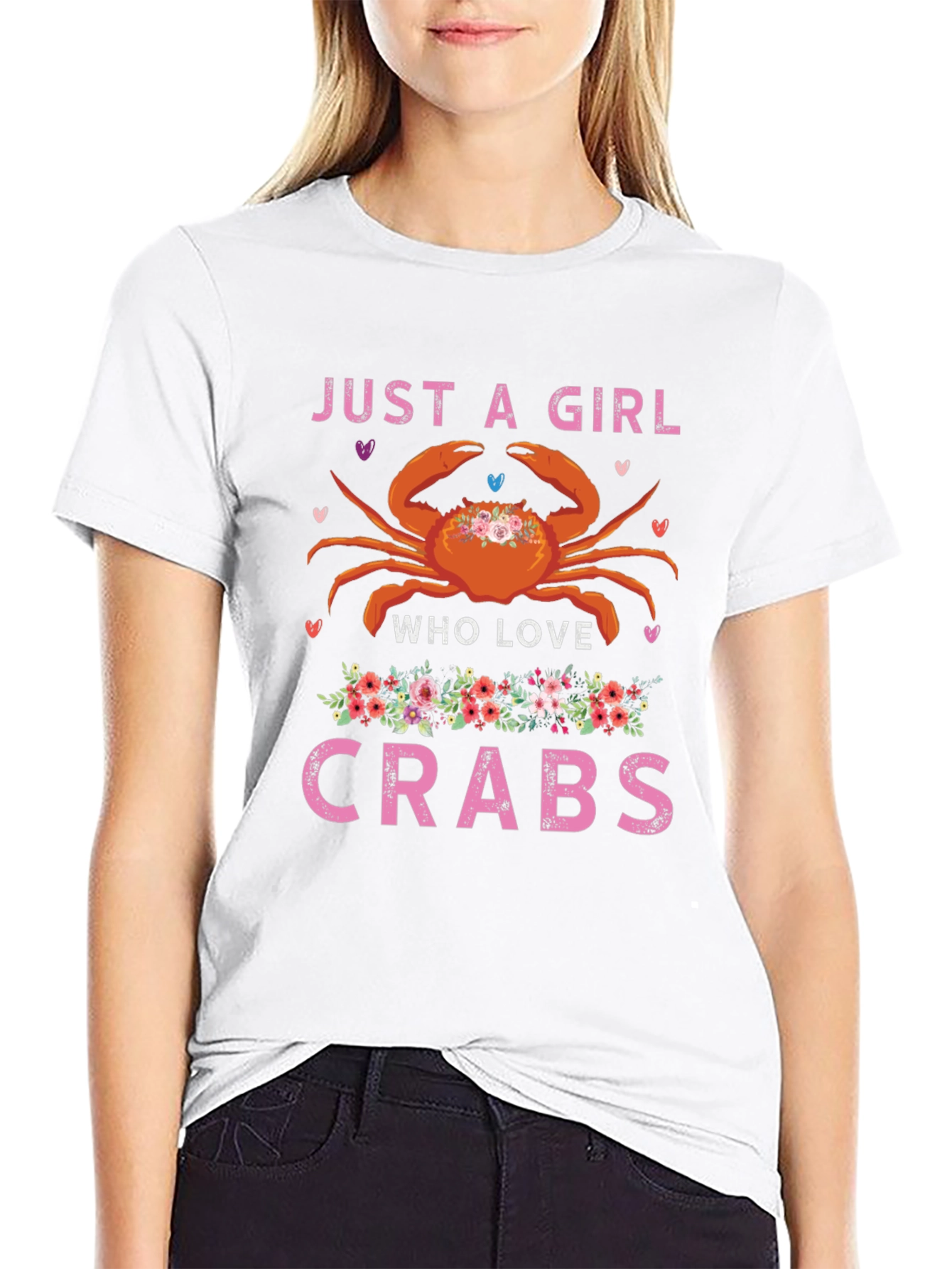Black Just a Girl Who Loves Crabs T-Shirt view 9