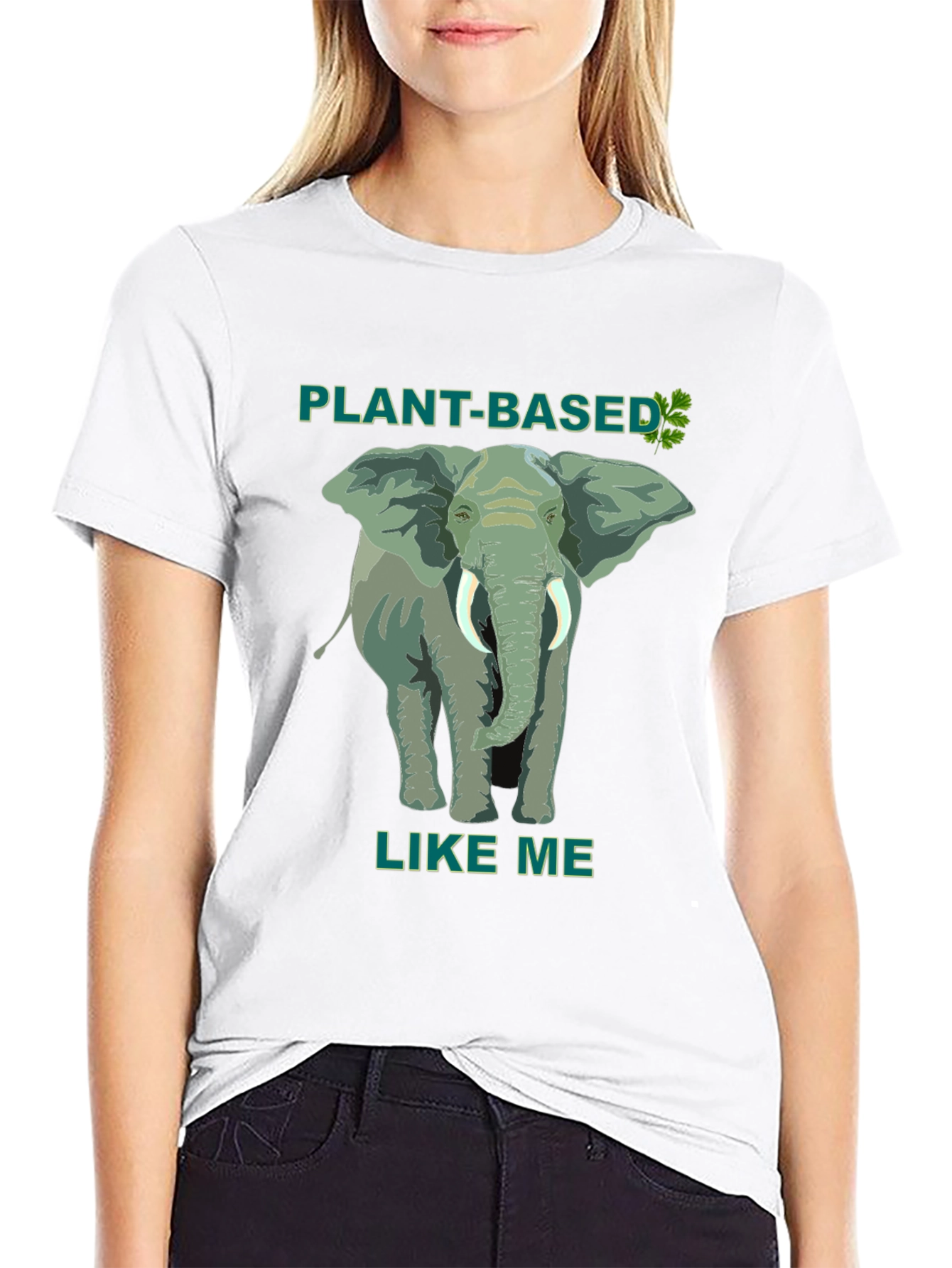 Black Plant-Based Elephant Graphic Tee view 9