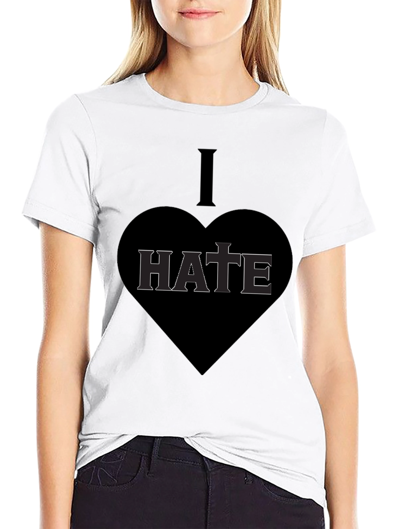Black I Heart Hate Graphic T-Shirt - Dark Humor Tee view 9