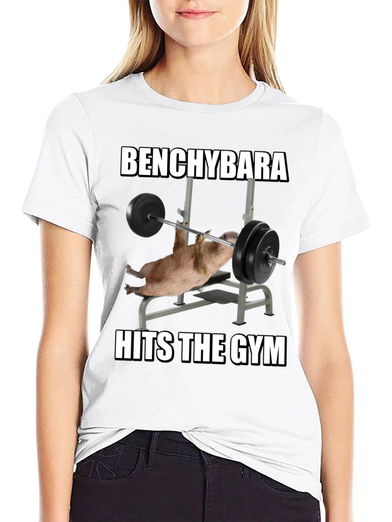 Black Benchybara Hits the Gym T-Shirt view 9