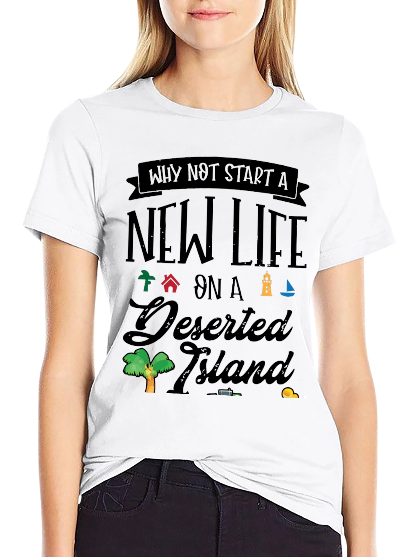 Black New Life on a Deserted Island T-Shirt view 9