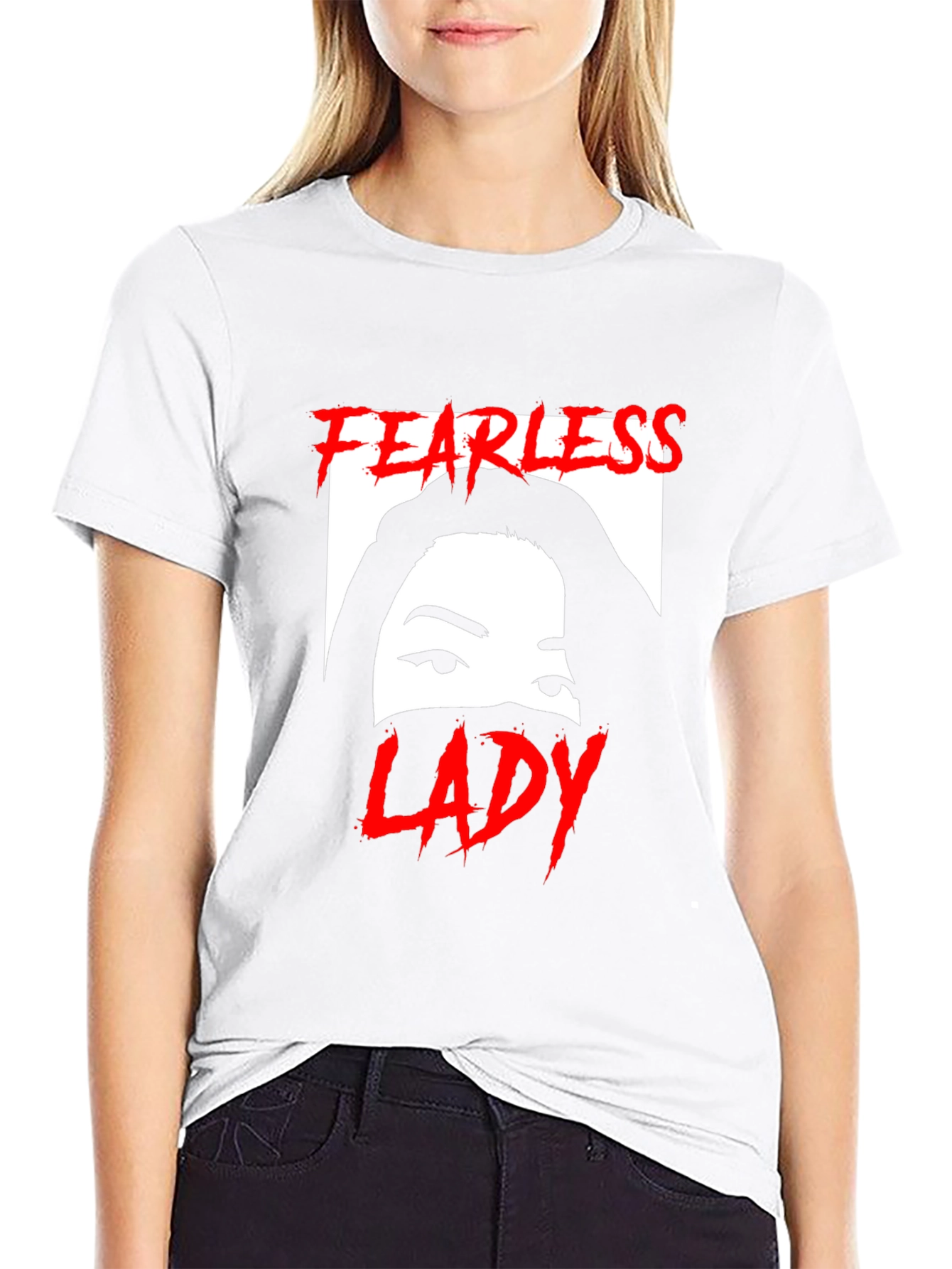 Black Fearless Lady Graphic T-Shirt - Unisex Black Tee view 9