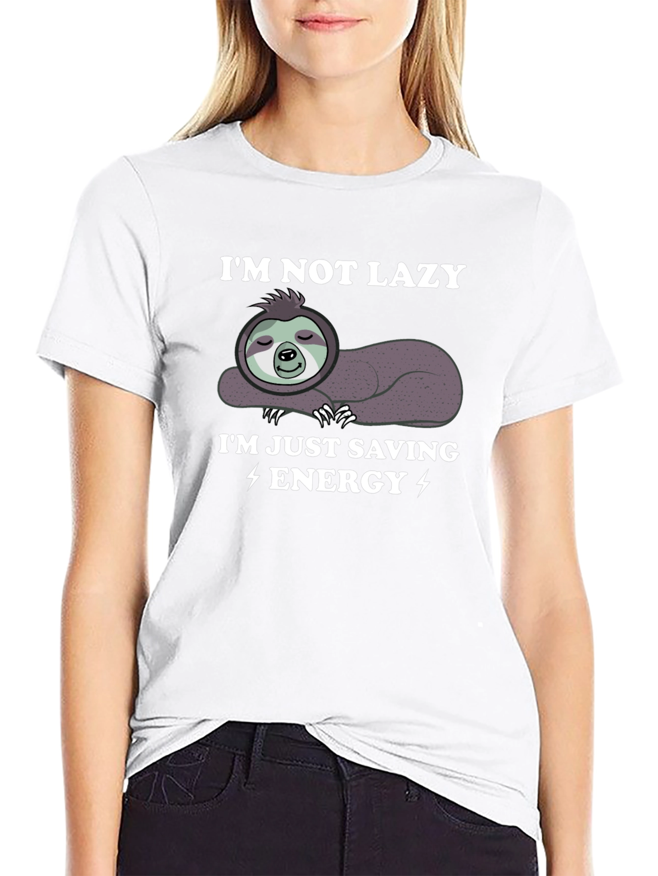 Black I'm Not Lazy I'm Just Saving Energy Sloth Graphic Tee view 9