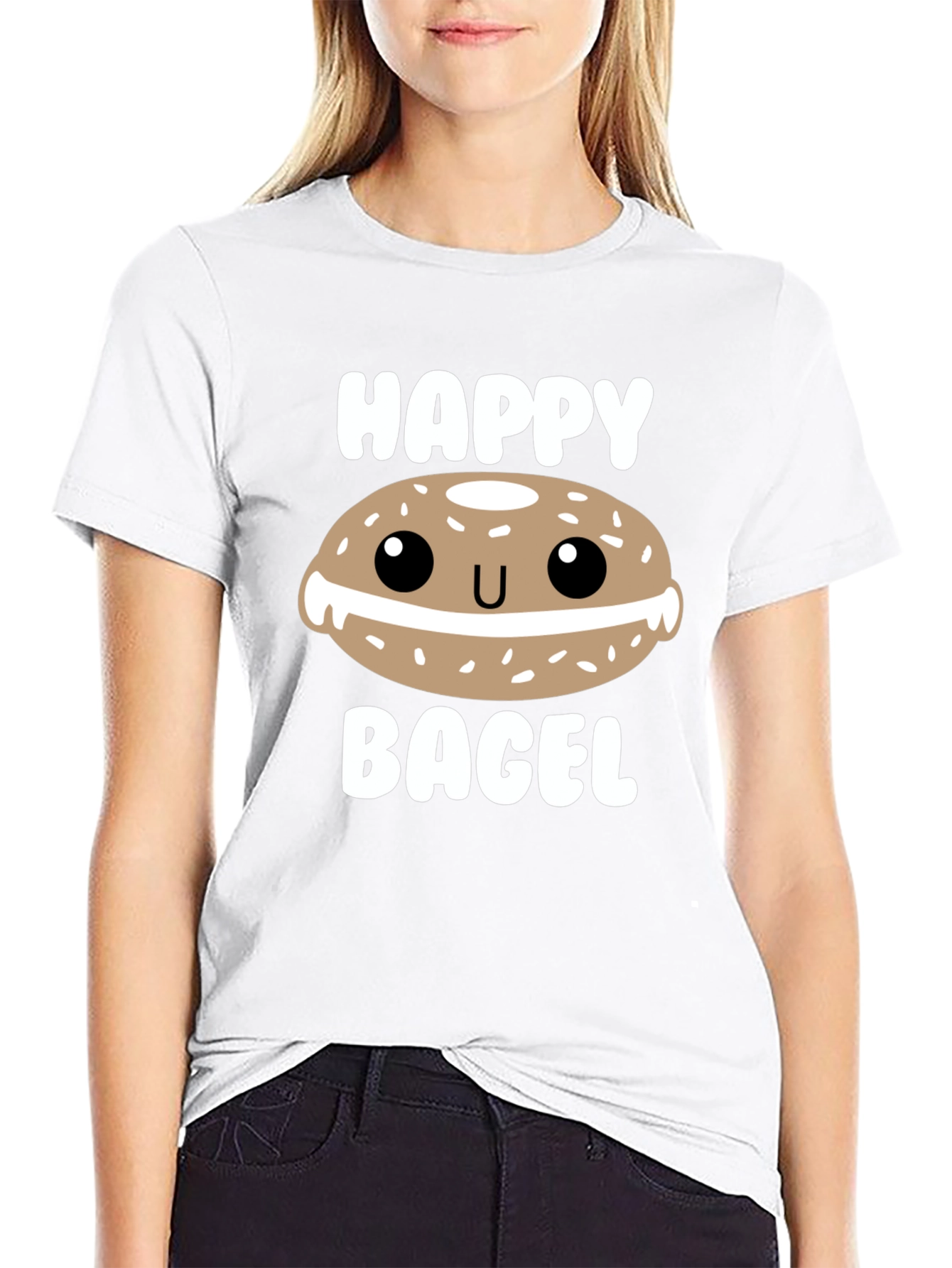 Black Happy Bagel Graphic T-Shirt view 9