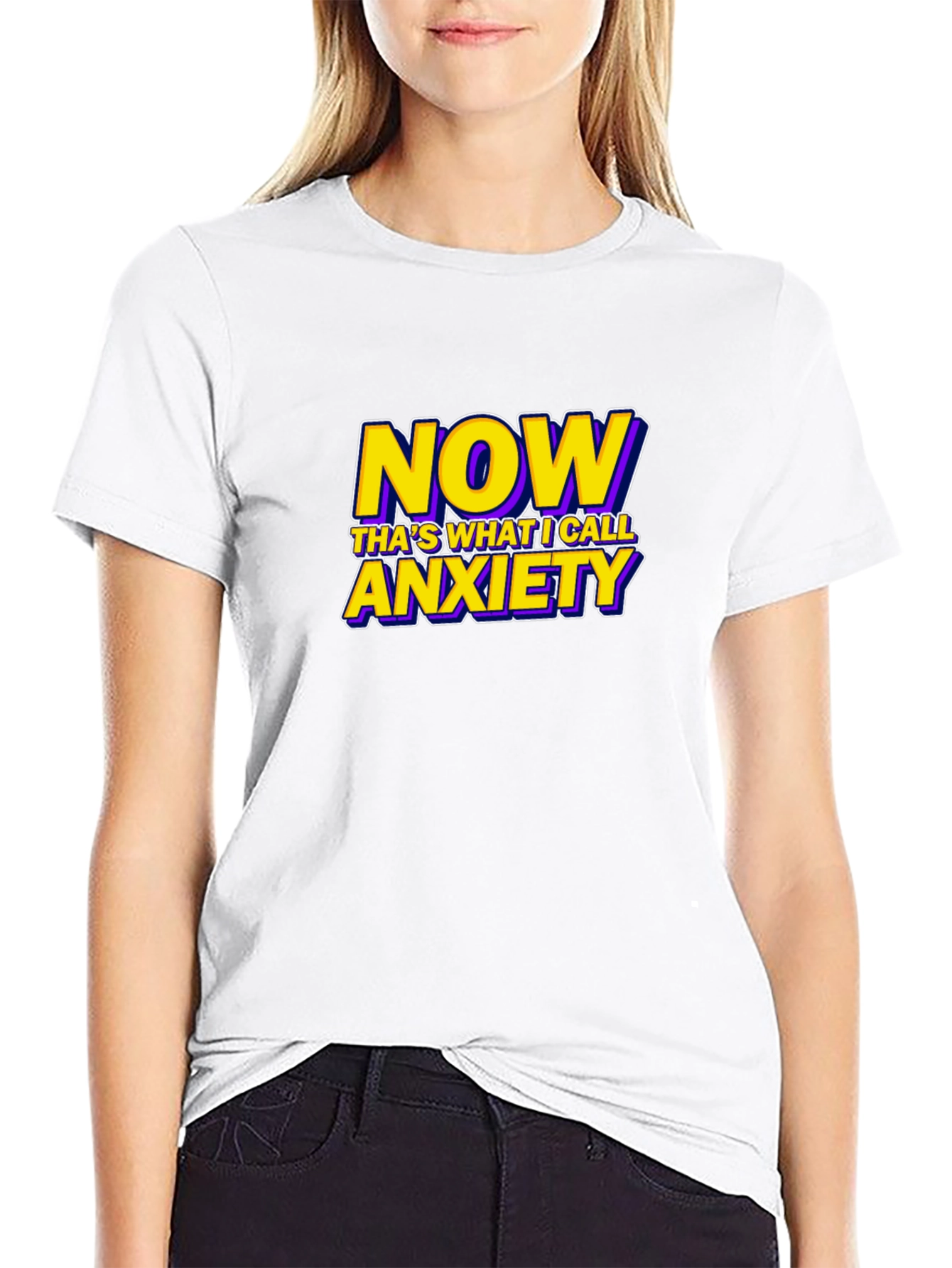 Black Now That's What I Call Anxiety Funny Graphic T-Shirt view 9