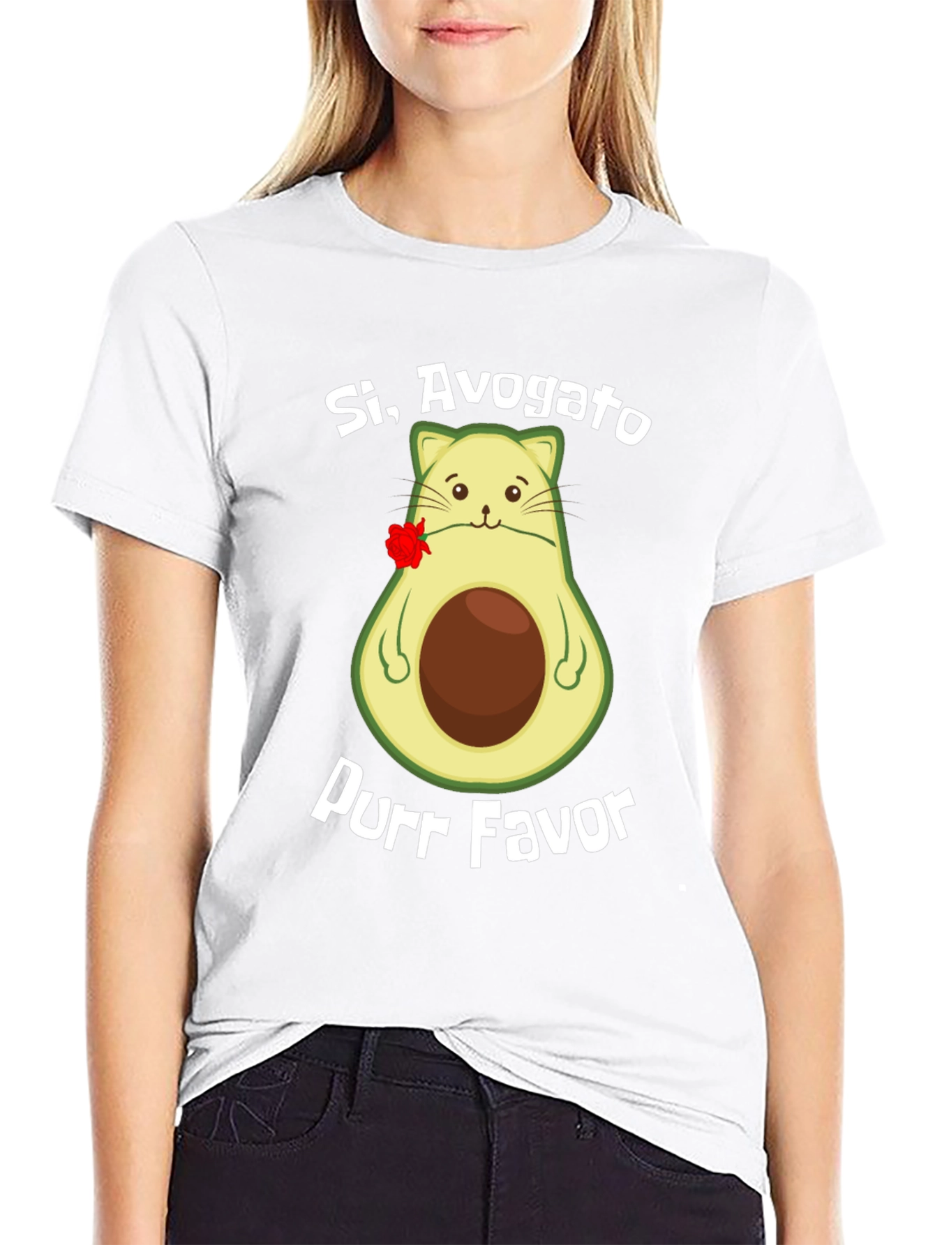 Black Si, Avogato Purr Favor T-Shirt - Avocado Cat Humor Tee view 9