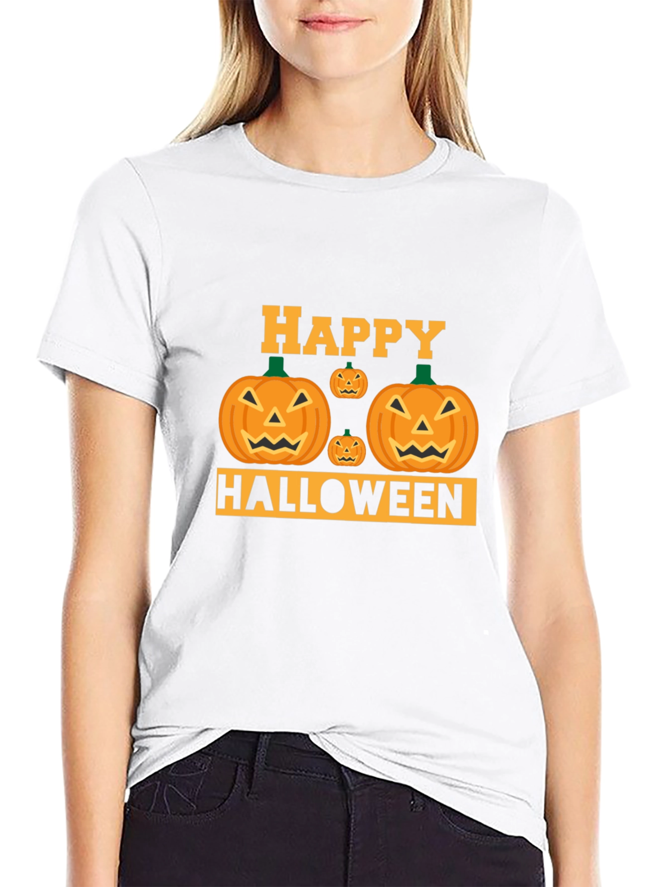 Black Happy Halloween Pumpkin T-Shirt view 9