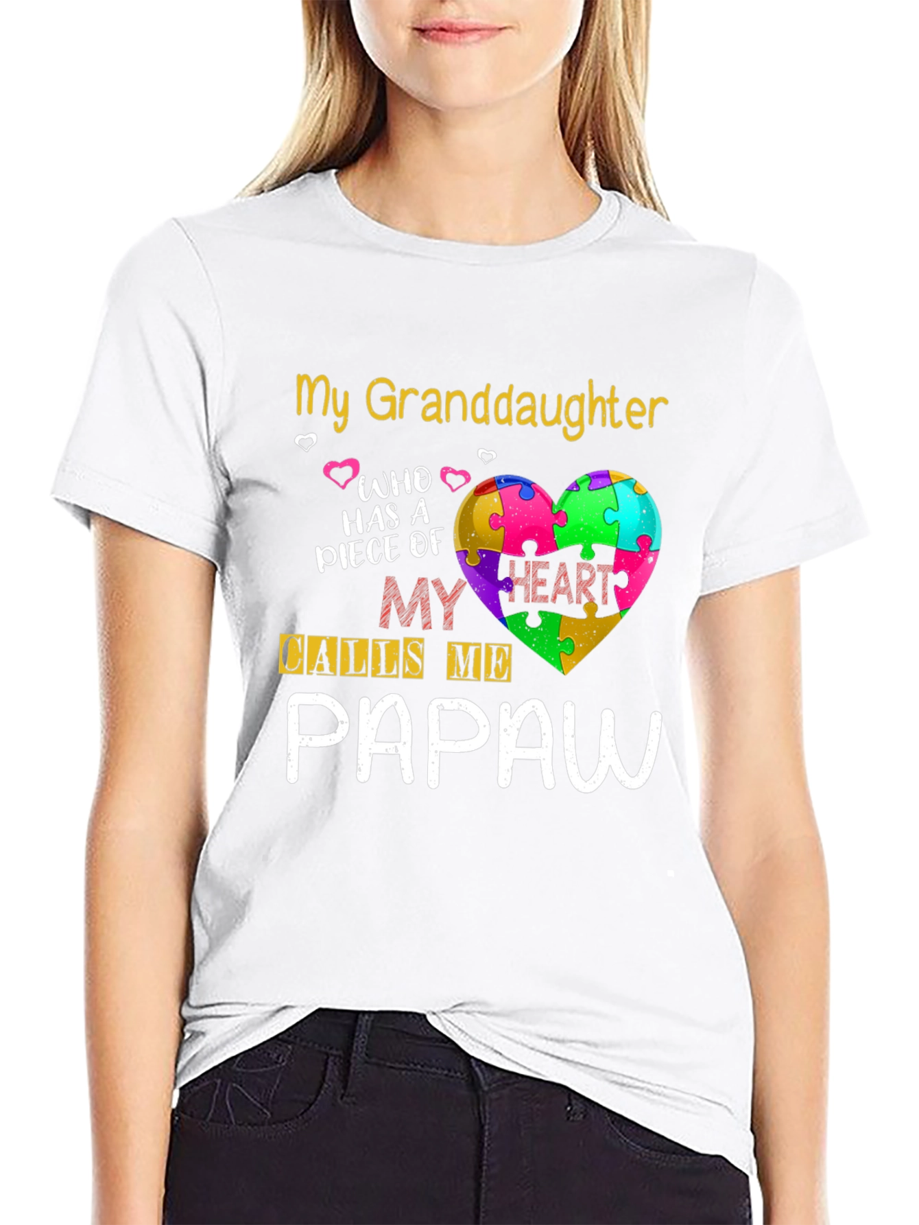 Black My Granddaughter Autism Awareness T-Shirt view 9