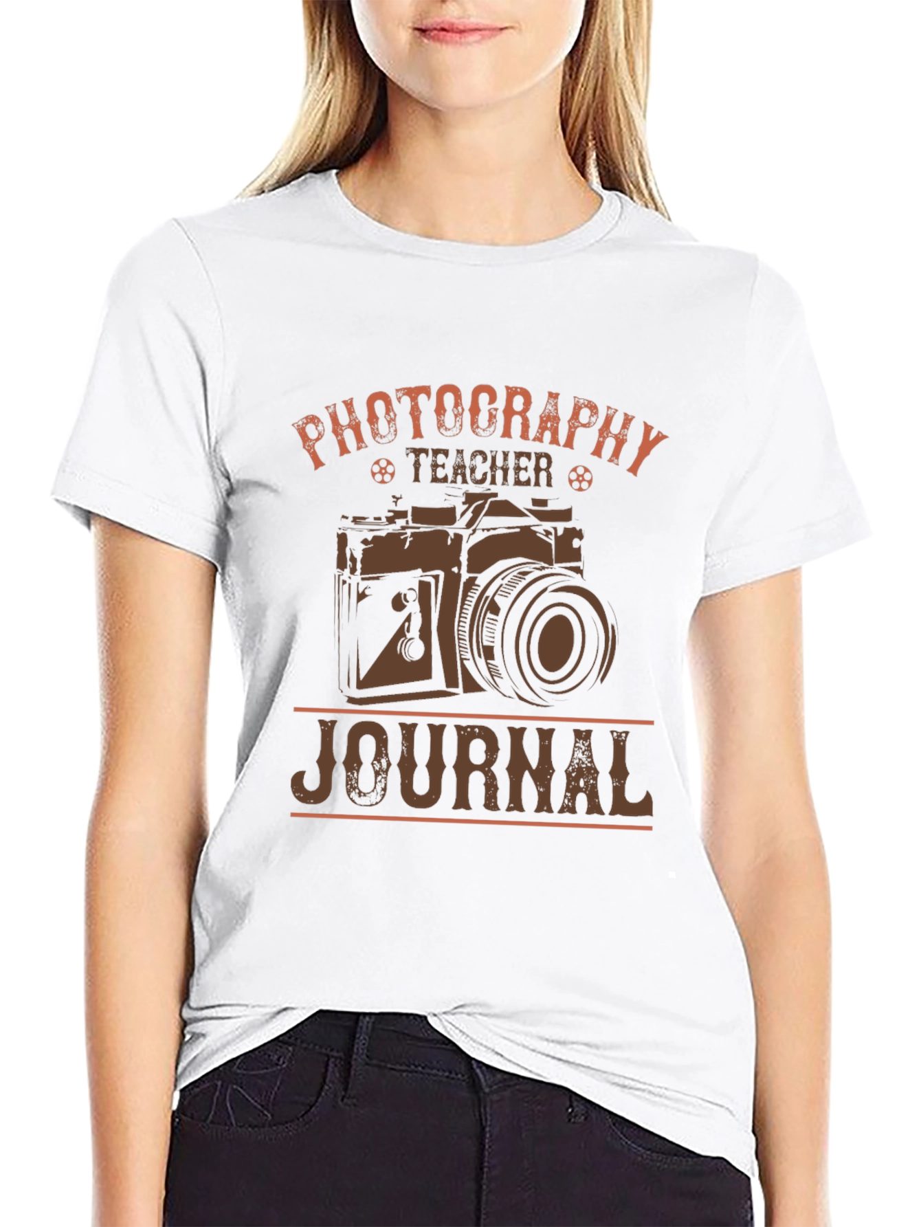 Black Photography Teacher Journal T-Shirt - Camera Design view 9
