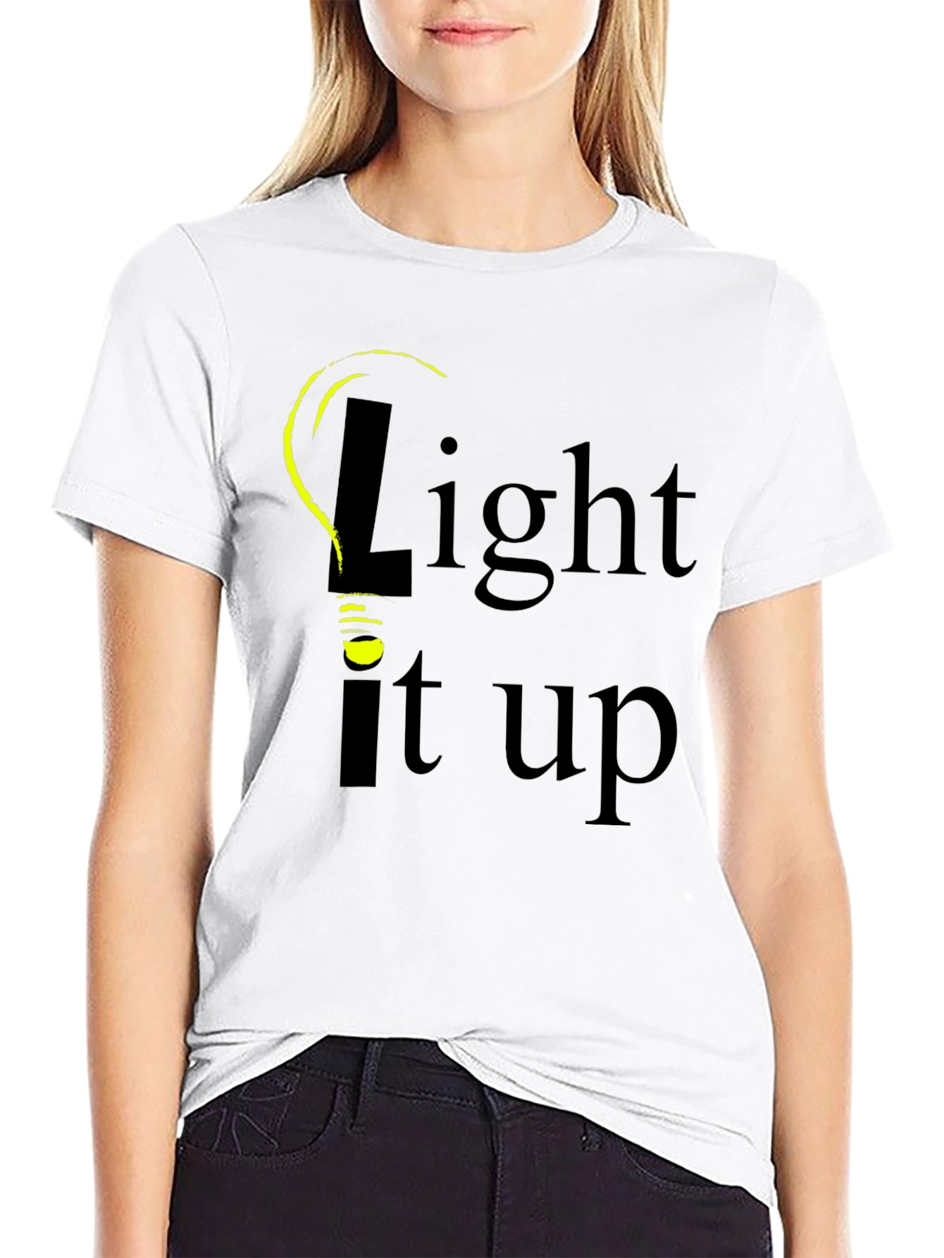 Black Light It Up Graphic Tee - Black Cotton T-Shirt view 9