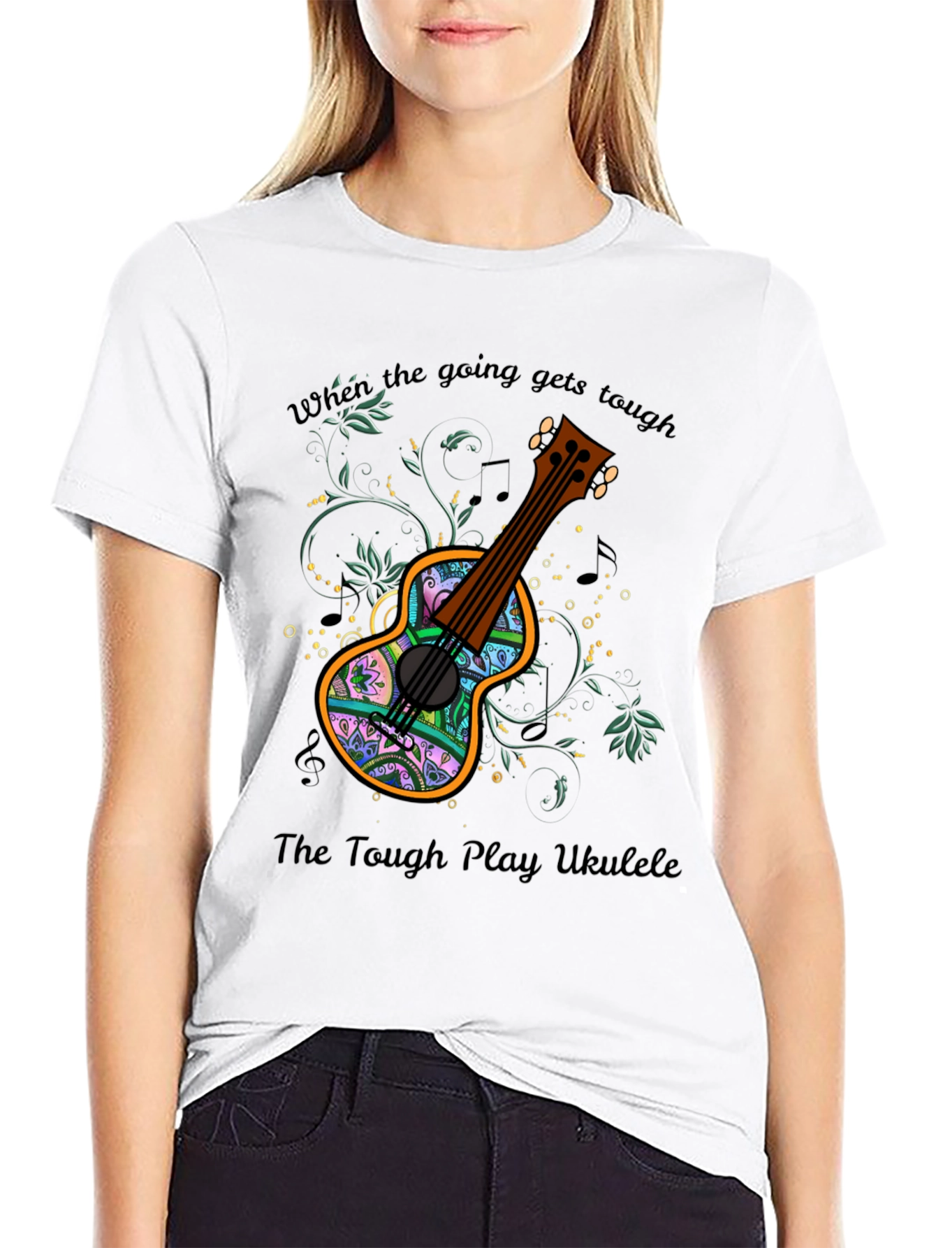Black Ukulele Graphic Tee - When the Going Gets Tough view 9