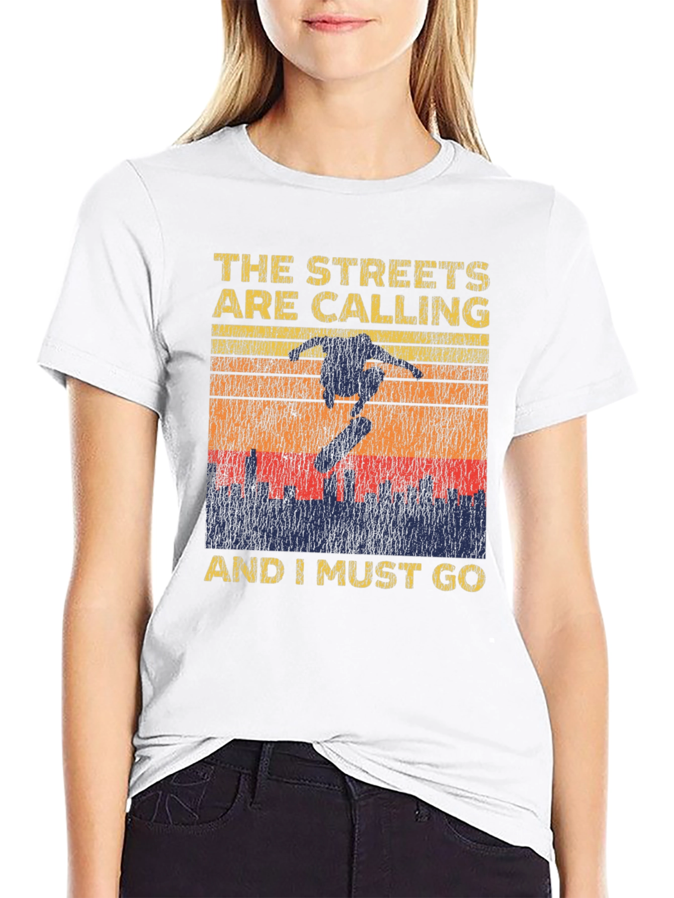 Black Skateboarding Graphic T-Shirt - The Streets Are Calling view 9