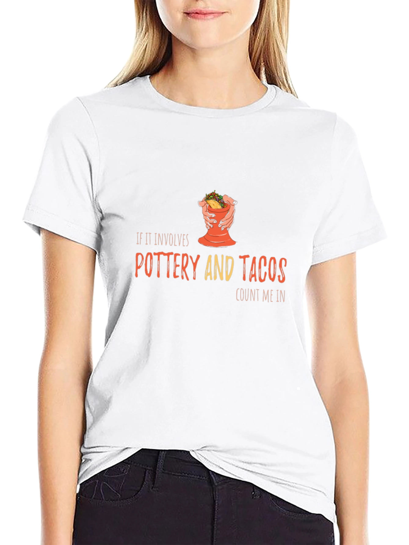 Black Pottery & Tacos Graphic Tee - Black Unisex T-Shirt view 9