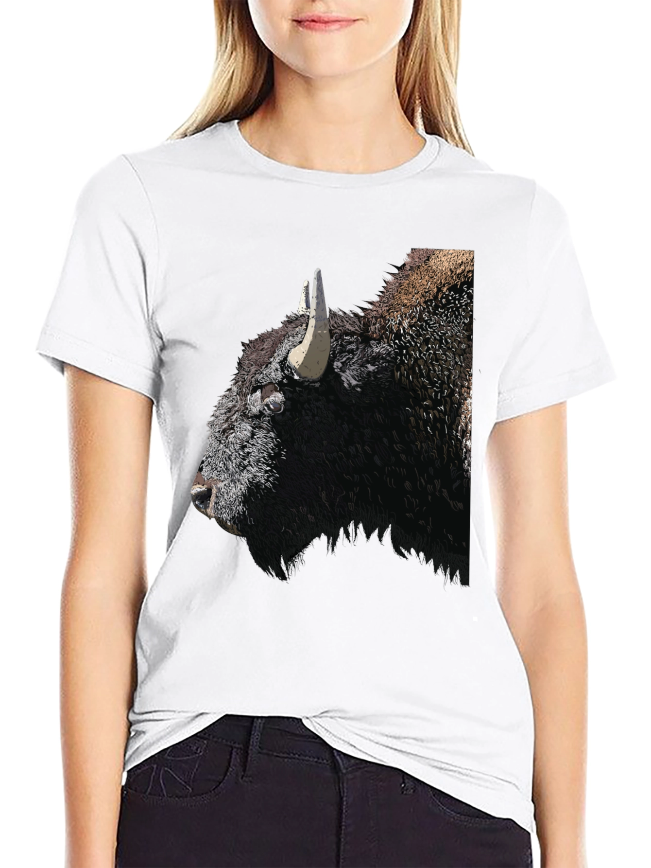 Black Bison Graphic Tee - Black Cotton T-Shirt view 9