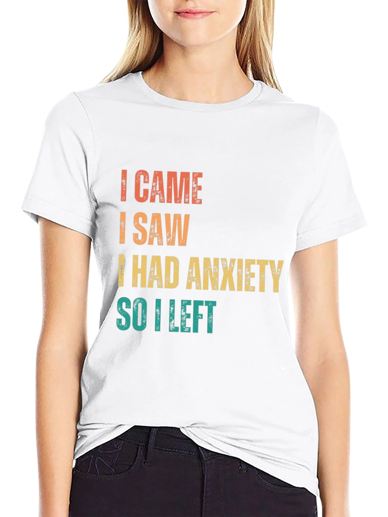 Black I Came, I Saw, Anxiety T-Shirt view 9