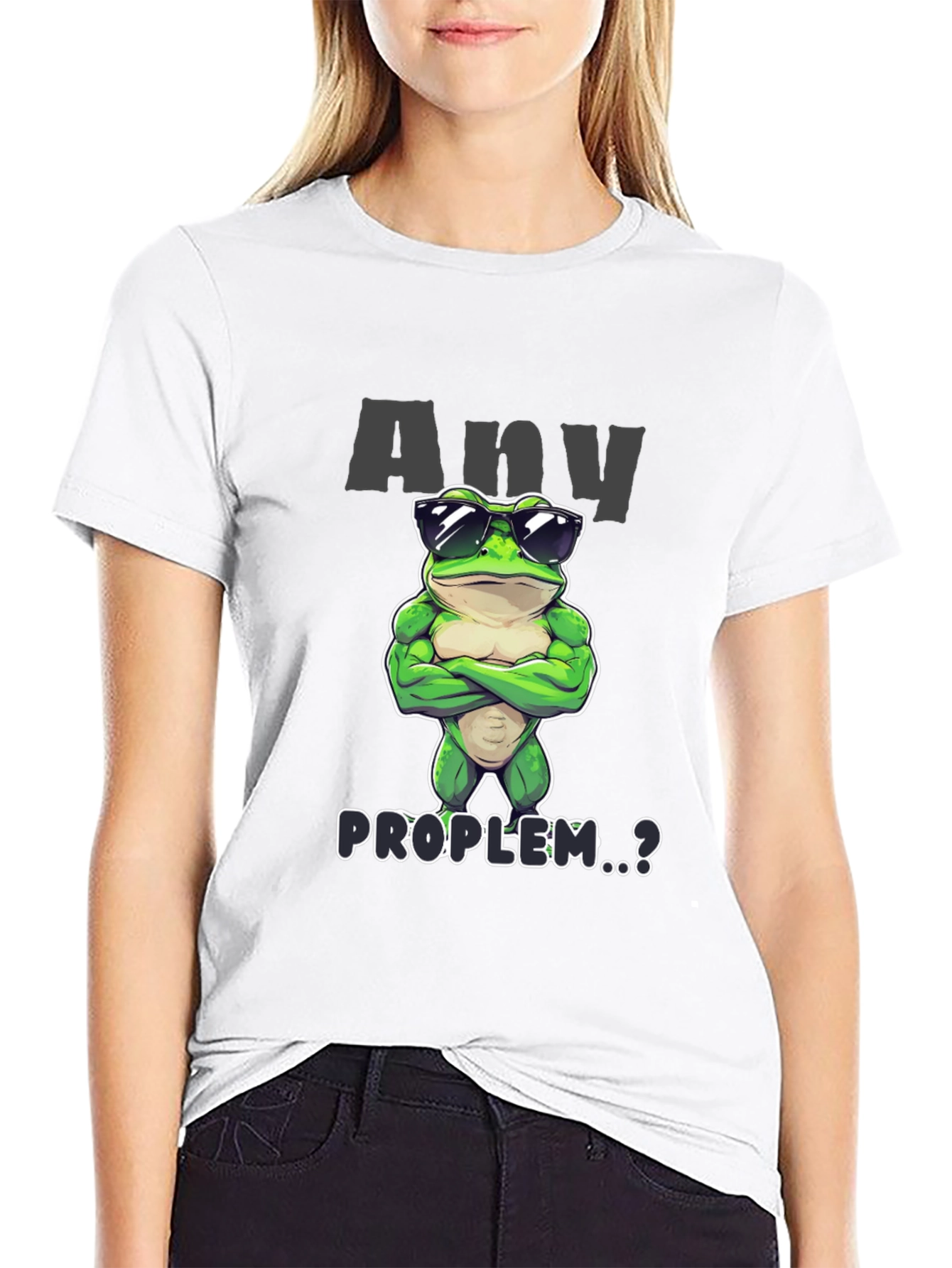 Black Cool Frog Graphic T-Shirt - Any Problem? view 9