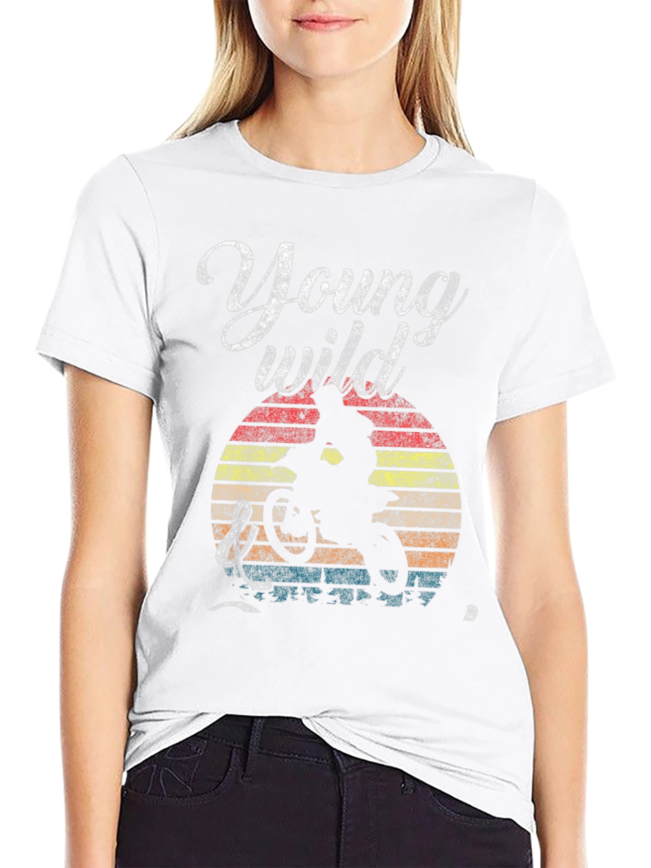 Black Young Wild Mountain Biker Graphic Tee view 9