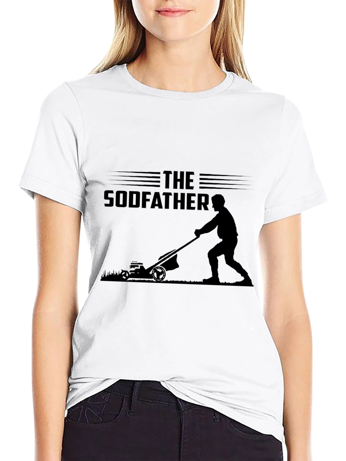 Black The Sodfather Funny Lawn Mowing T-Shirt view 9